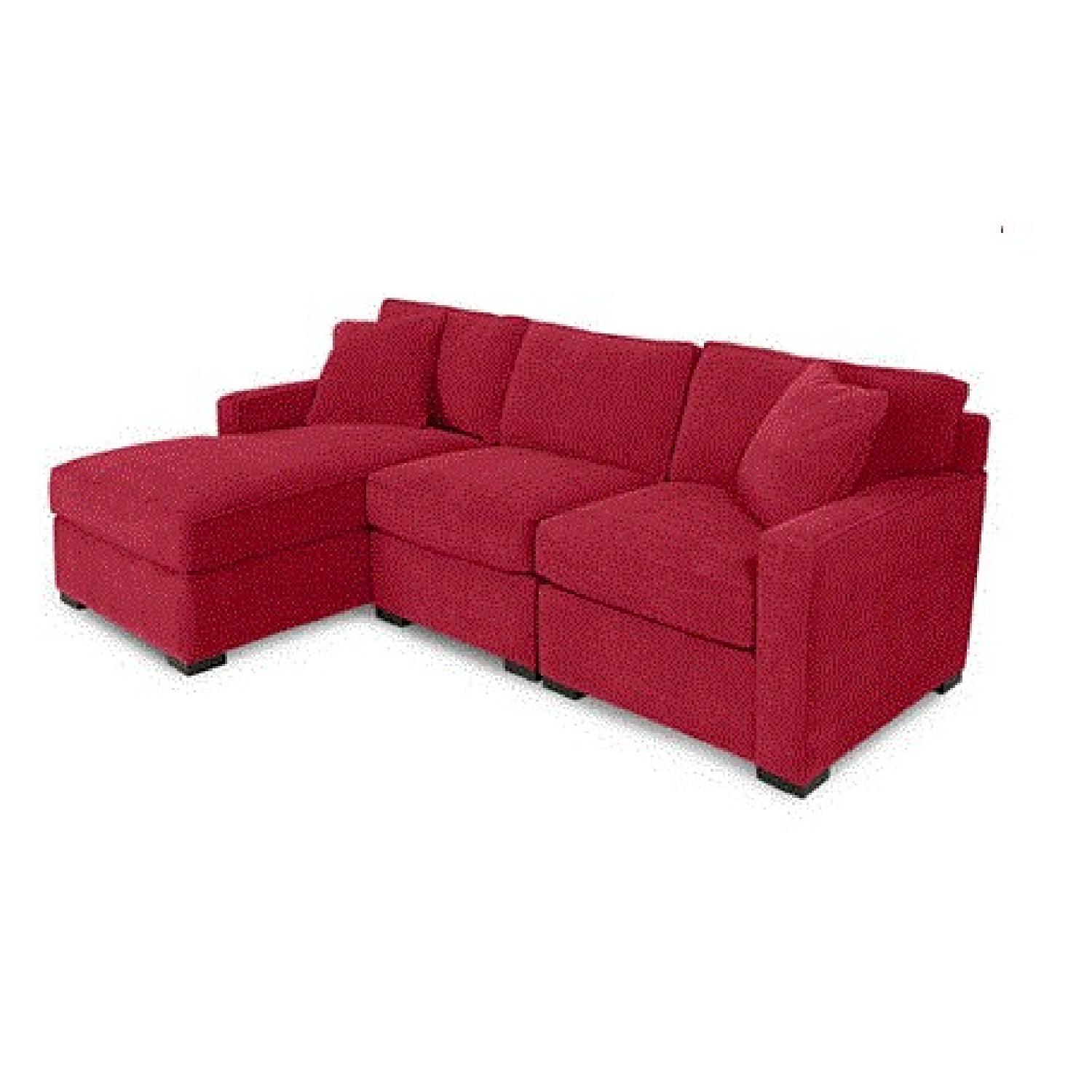 Macy's Red Microfiber 3 Seat Sectional w/ Chaise - image-0