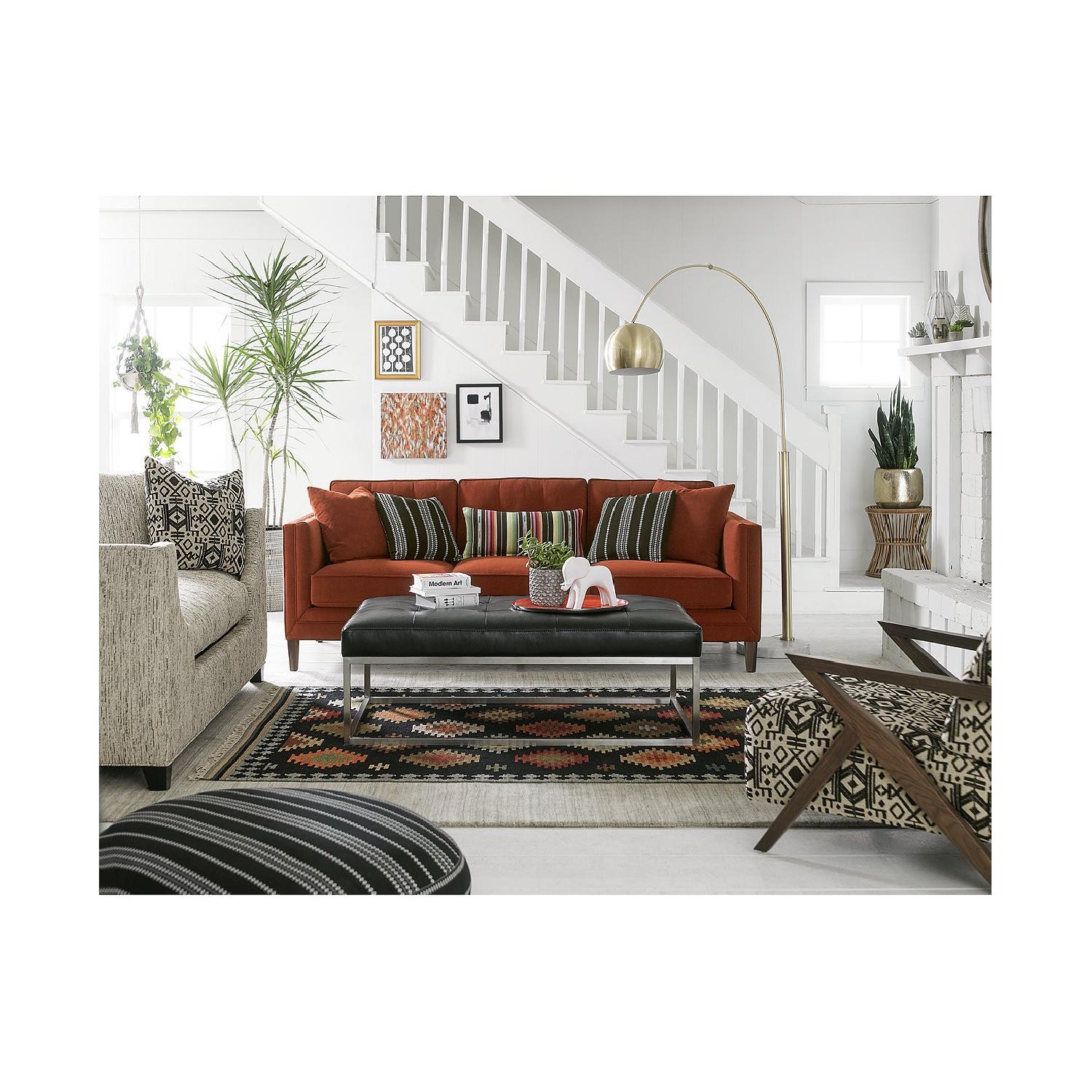 Orange Fabric Sofa - image-2