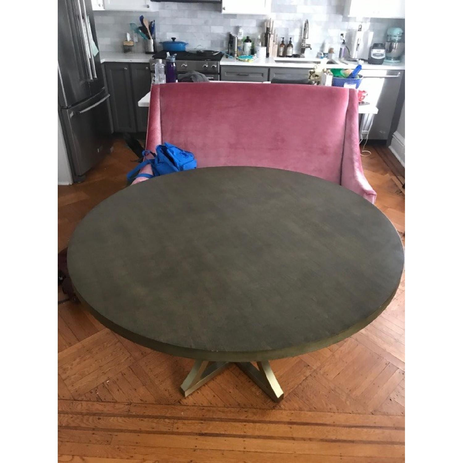 Allan Copley Designs Iris Round Dining Table w/ Gold Accent Base - image-2
