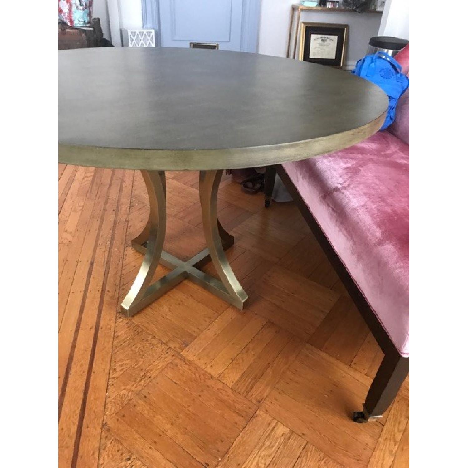 Allan Copley Designs Iris Round Dining Table w/ Gold Accent Base - image-4