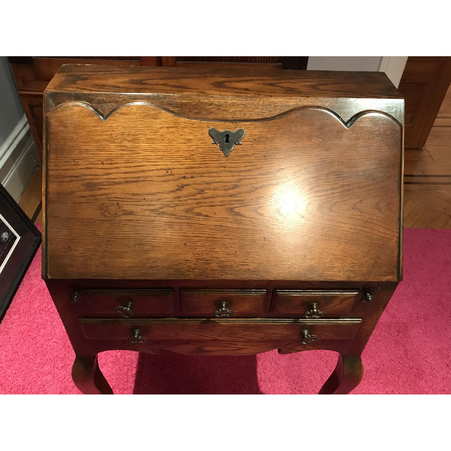 Antique Victorian Solid Wood Desk w/ Drop Leaf & Drawers - image-1