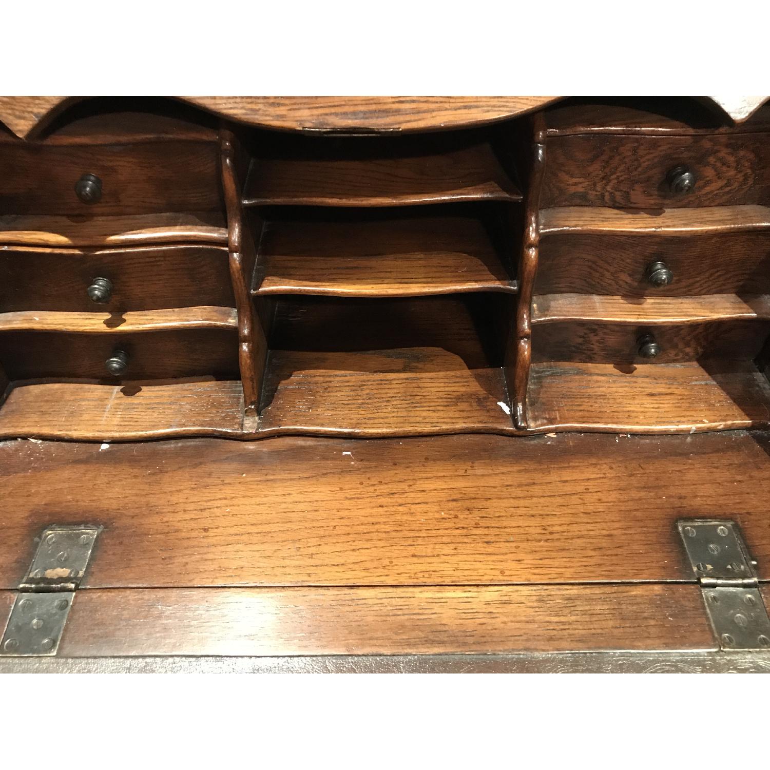 Antique Victorian Solid Wood Desk w/ Drop Leaf & Drawers - image-2