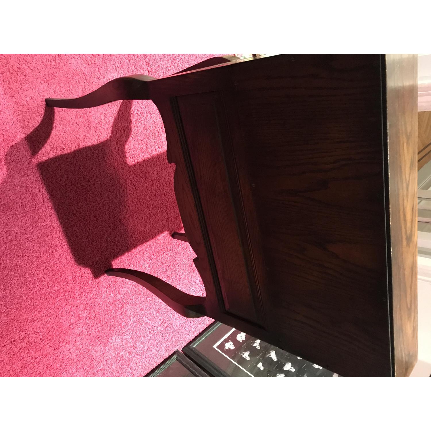 Antique Victorian Solid Wood Desk w/ Drop Leaf & Drawers - image-6