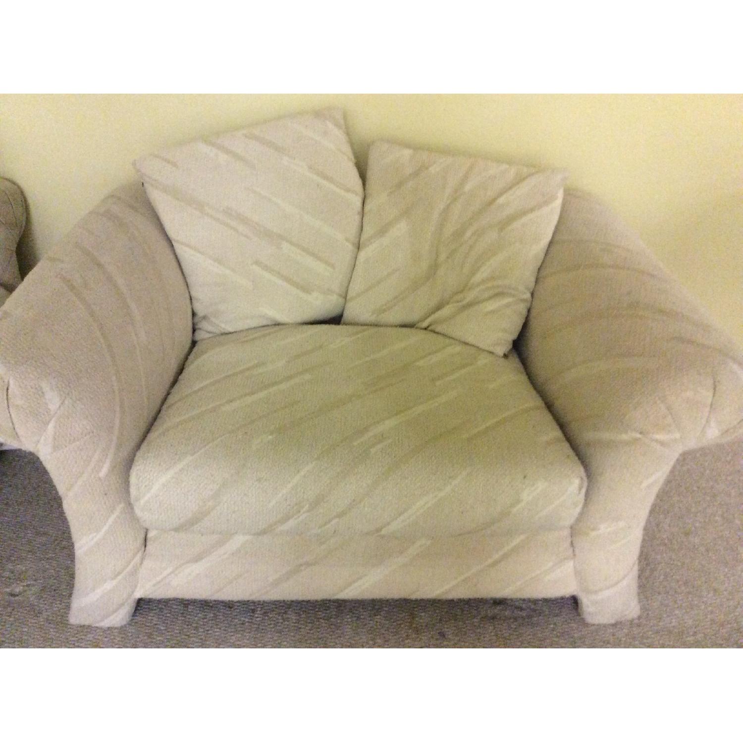 White 3 Seater Sofa + Loveseat - image-1