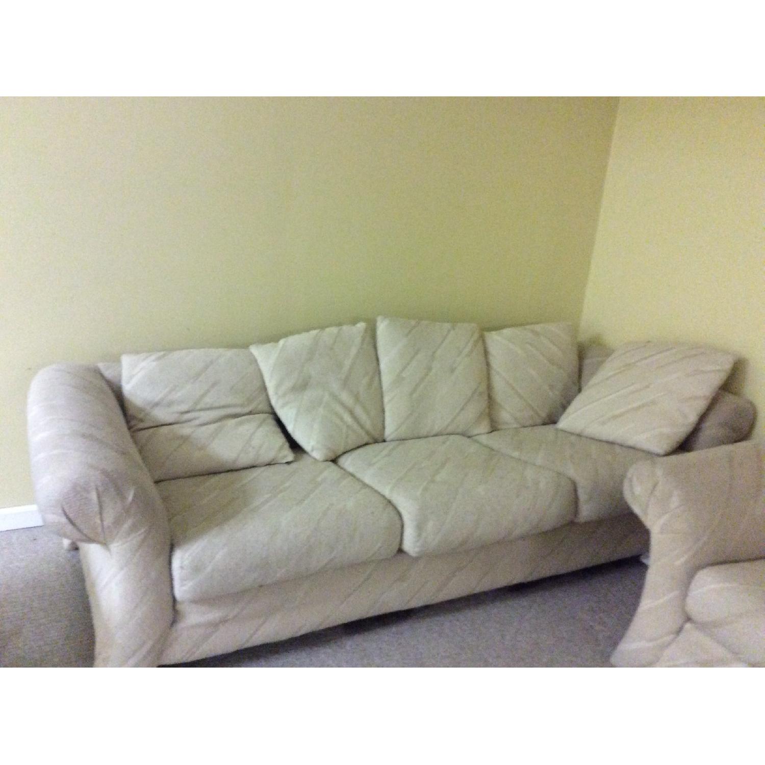 White 3 Seater Sofa + Loveseat - image-4