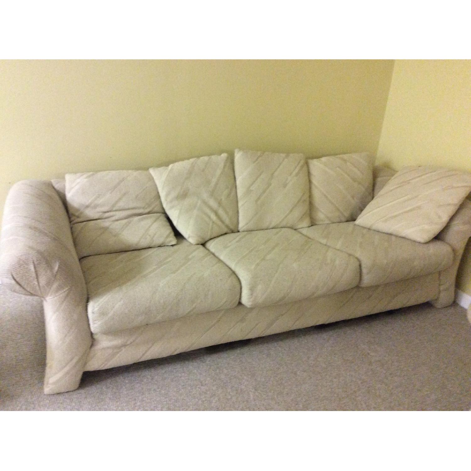 White 3 Seater Sofa + Loveseat - image-5
