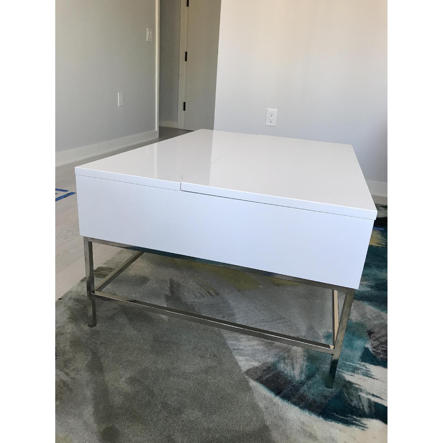 West Elm White Lacquer Storage Coffee Table - image-2