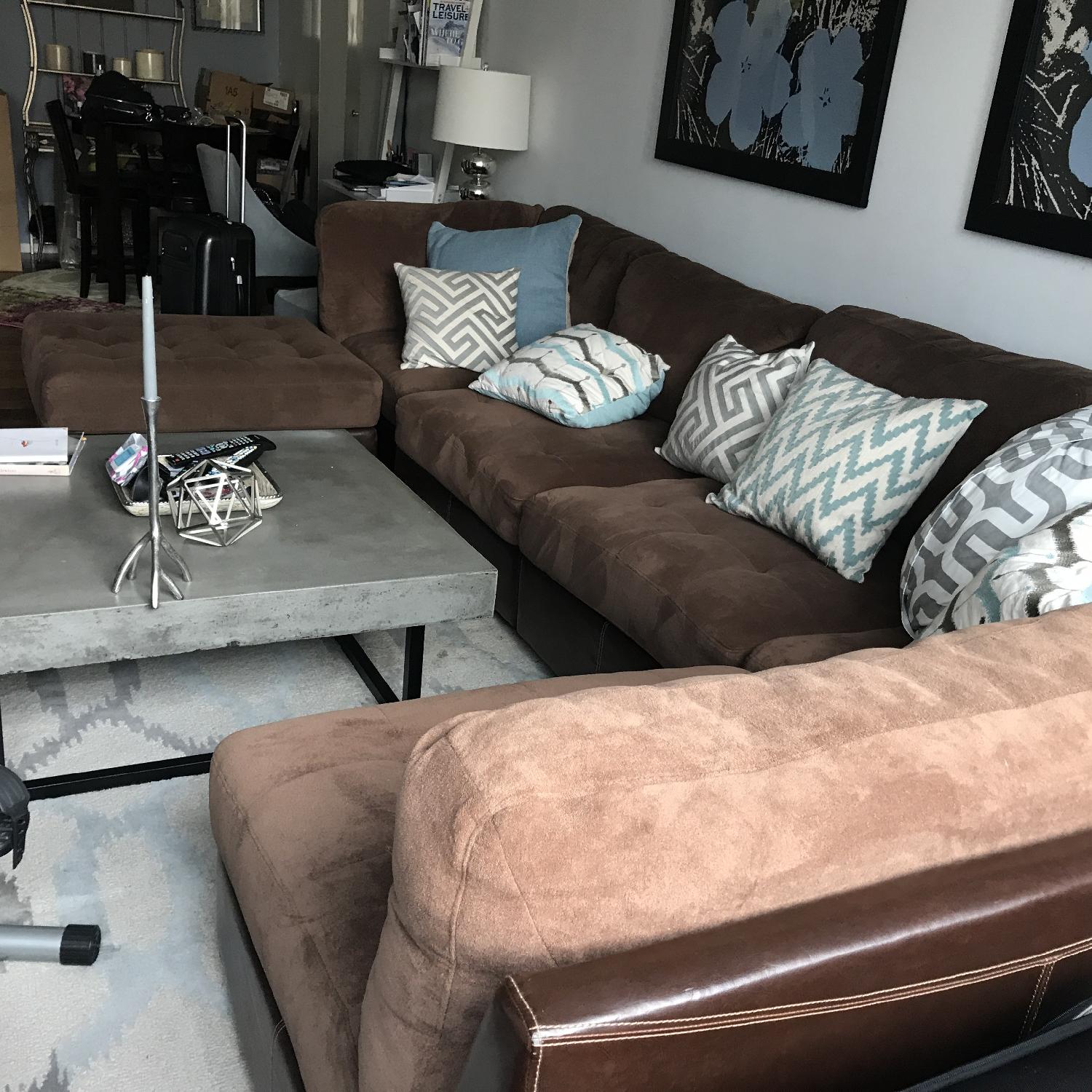 Furniture City Modular Sectional Couch in Chocolate Brown - image-2