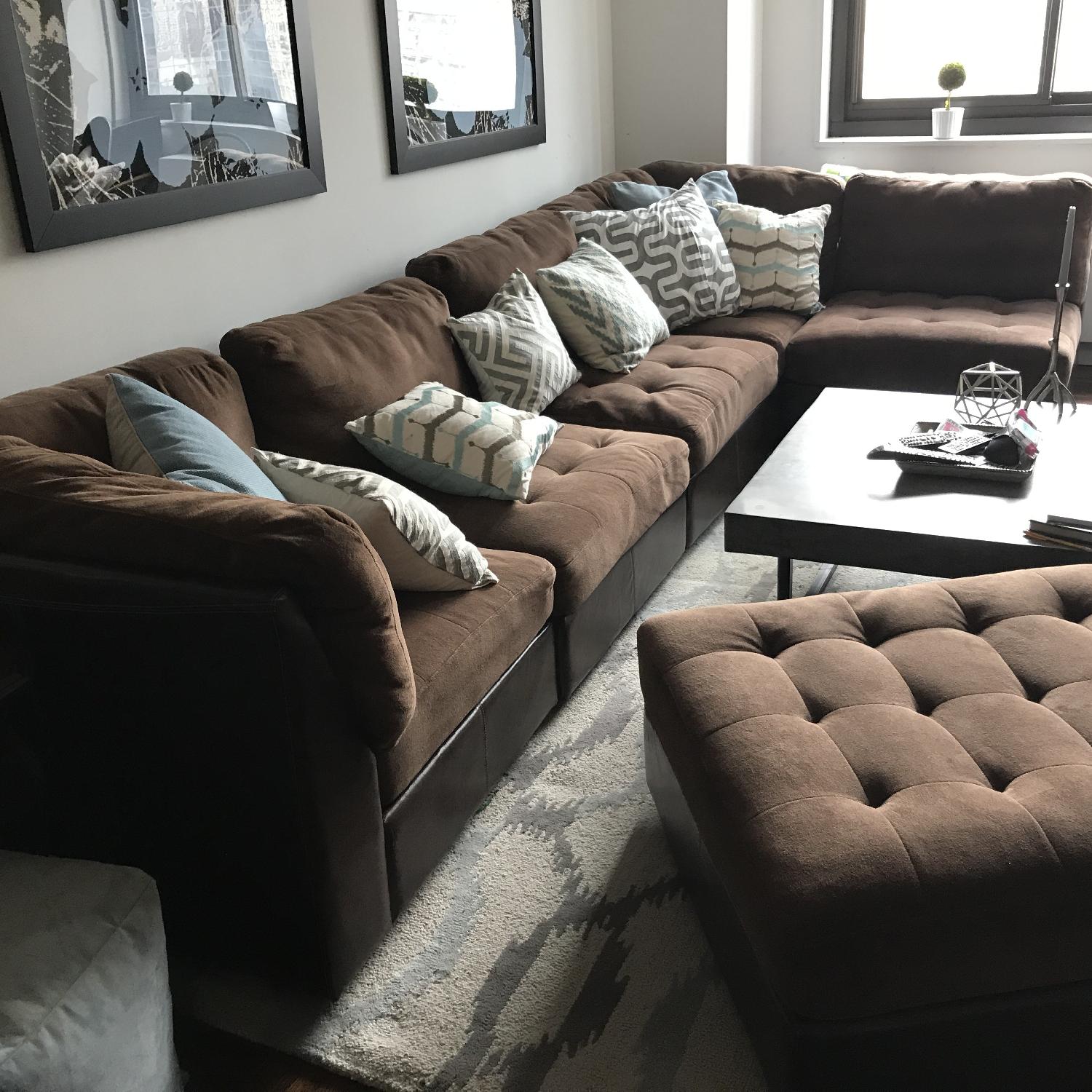 Furniture City Modular Sectional Couch in Chocolate Brown - image-3