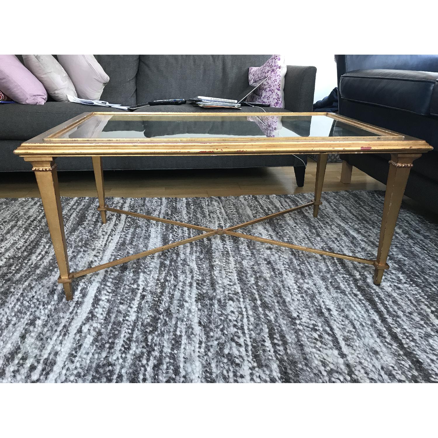 Ethan Allen Gold & Beveled Glass Coffee Table - image-2