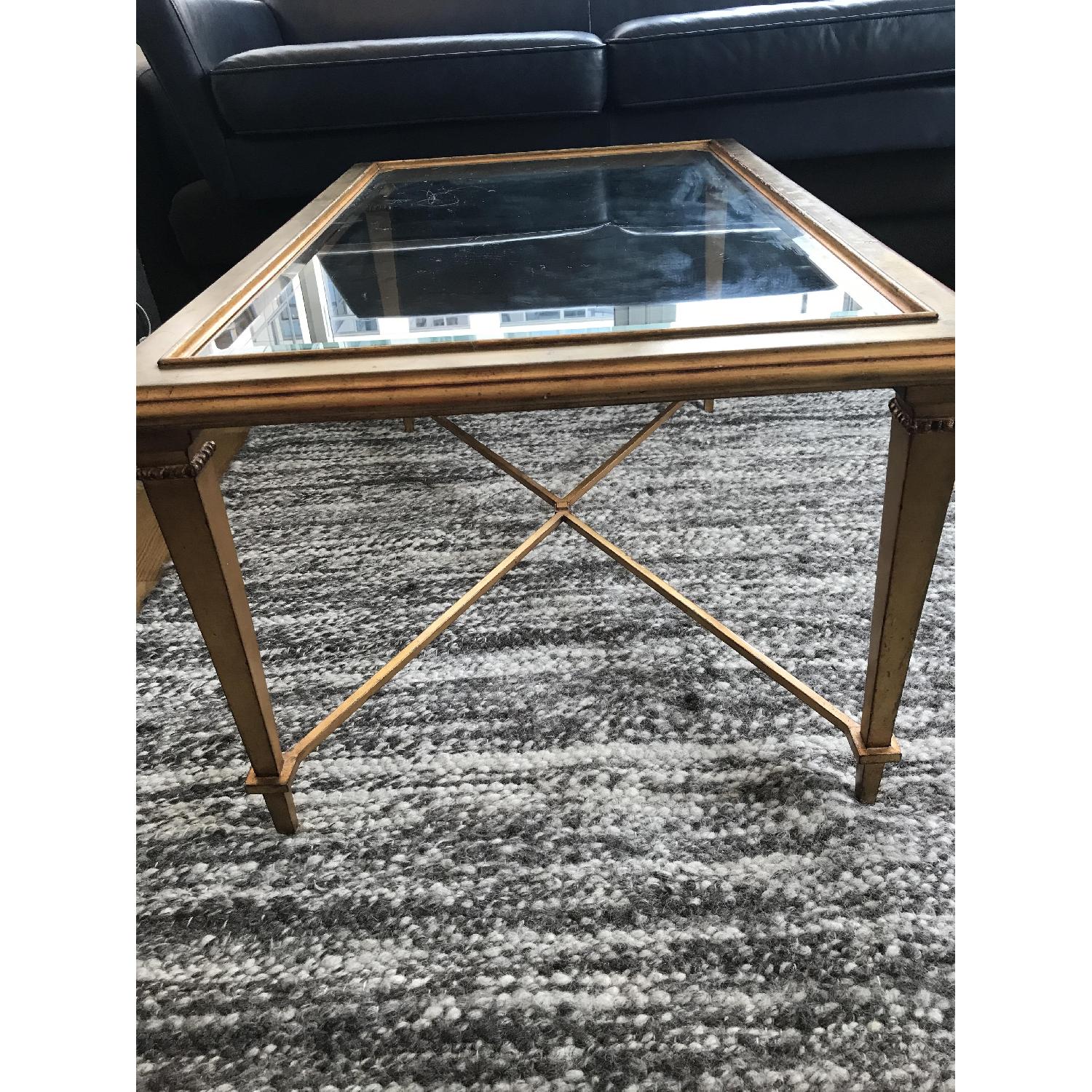 Ethan Allen Gold & Beveled Glass Coffee Table - image-5