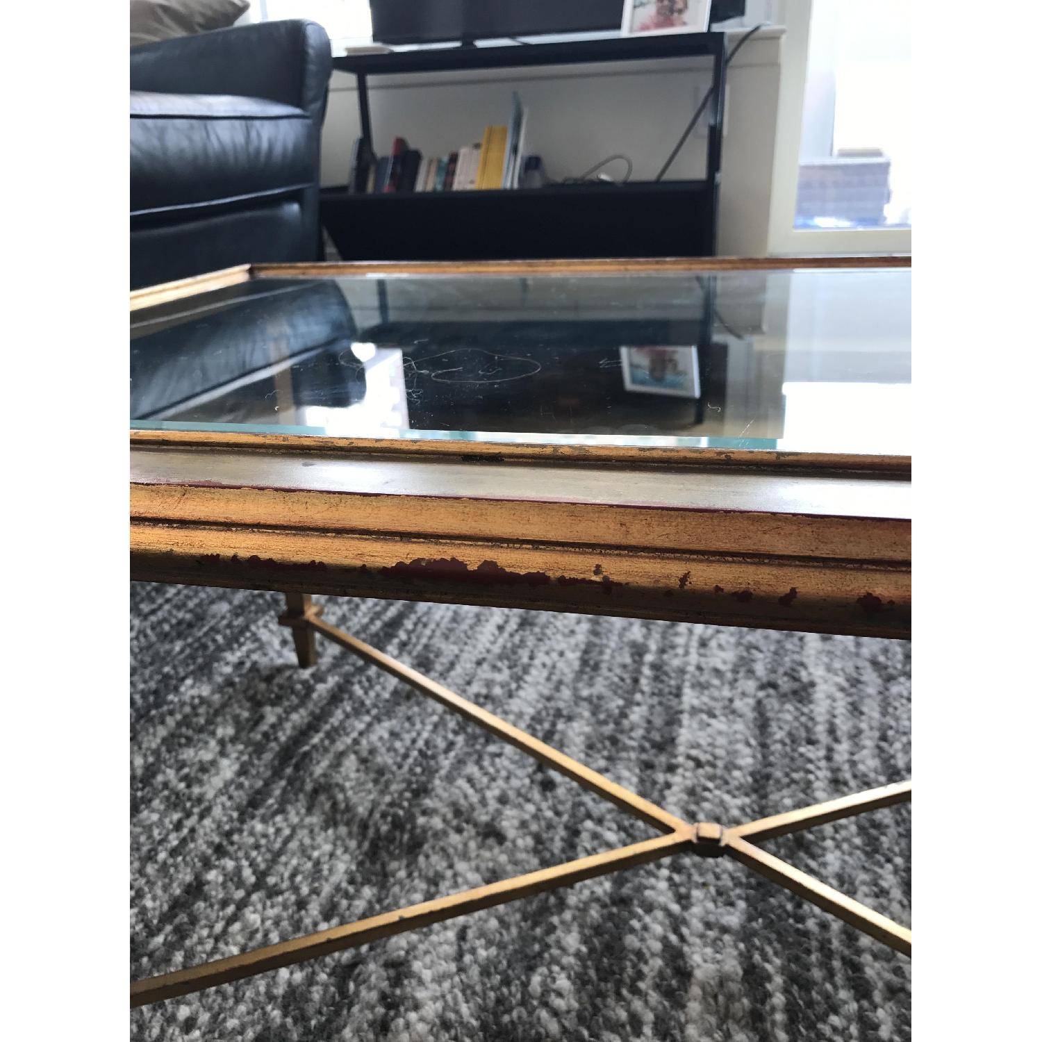Ethan Allen Gold & Beveled Glass Coffee Table - image-7