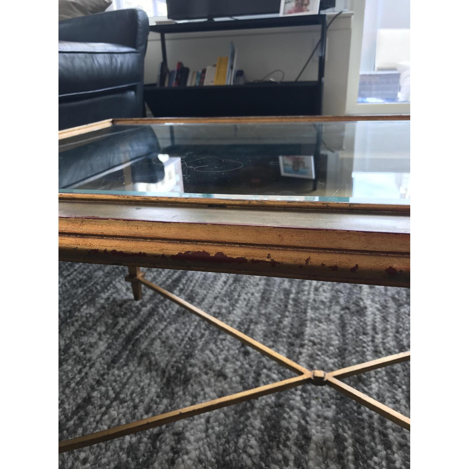 Ethan Allen Gold & Beveled Glass Coffee Table - image-8