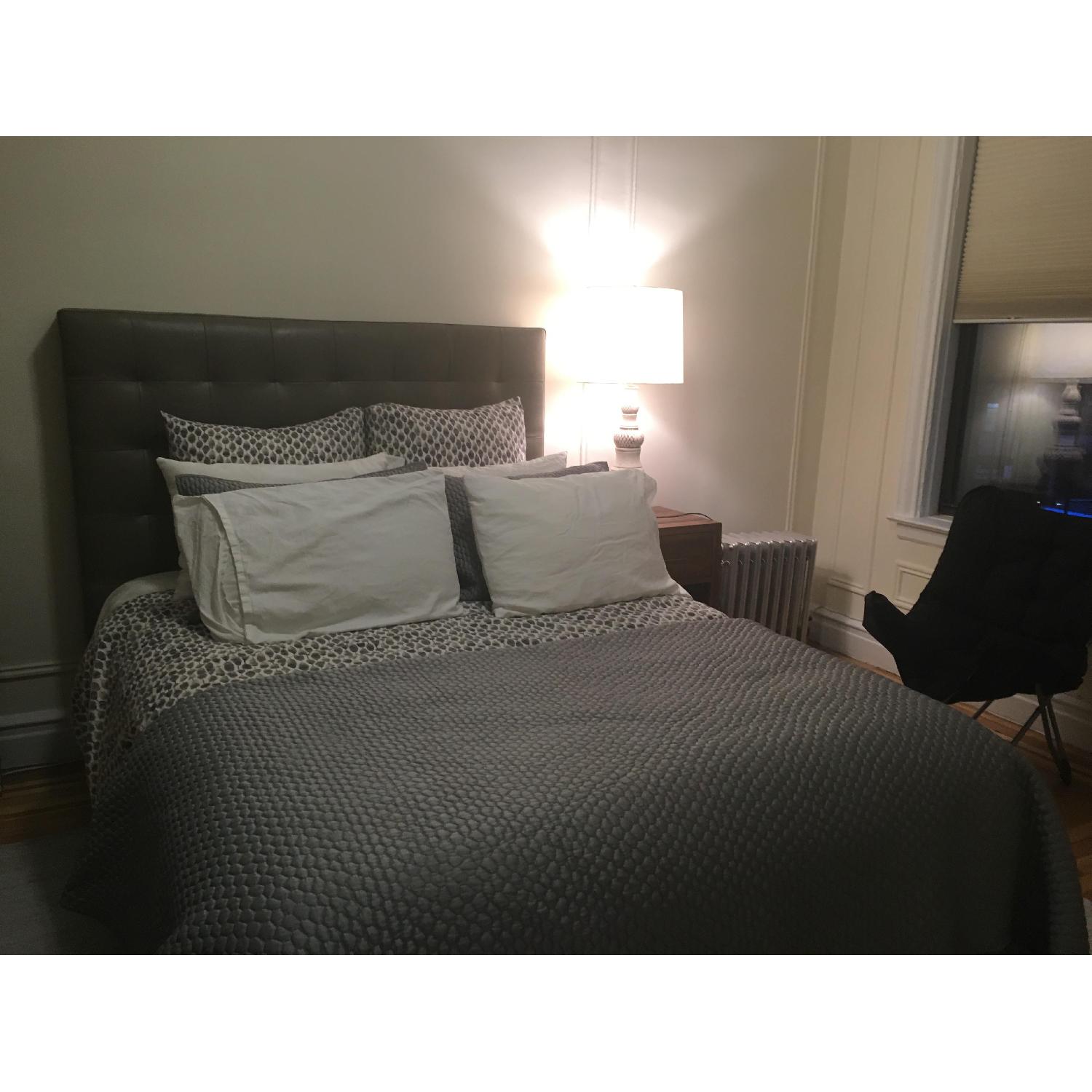 West Elm Tall Leather Grid-Tufted Headboard - image-1