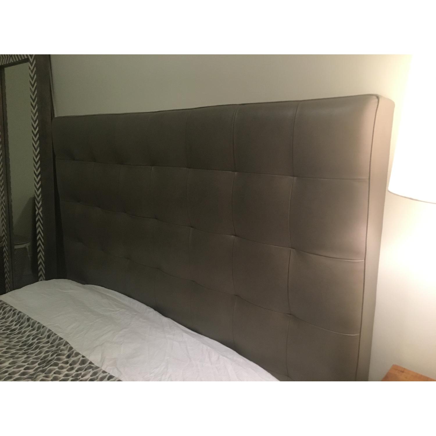 West Elm Tall Leather Grid-Tufted Headboard - image-2
