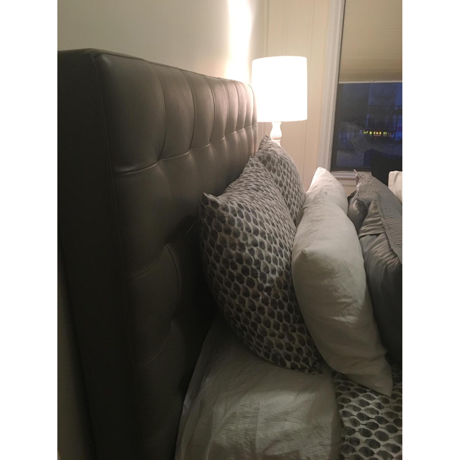 West Elm Tall Leather Grid-Tufted Headboard - image-3