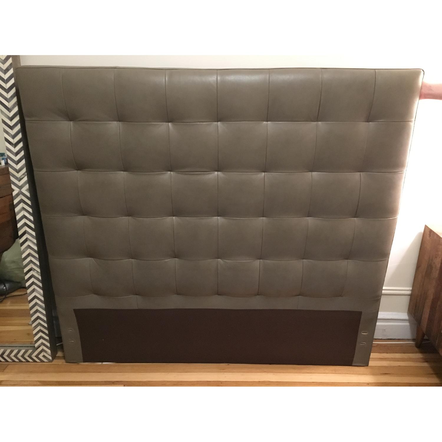West Elm Tall Leather Grid-Tufted Headboard - image-6