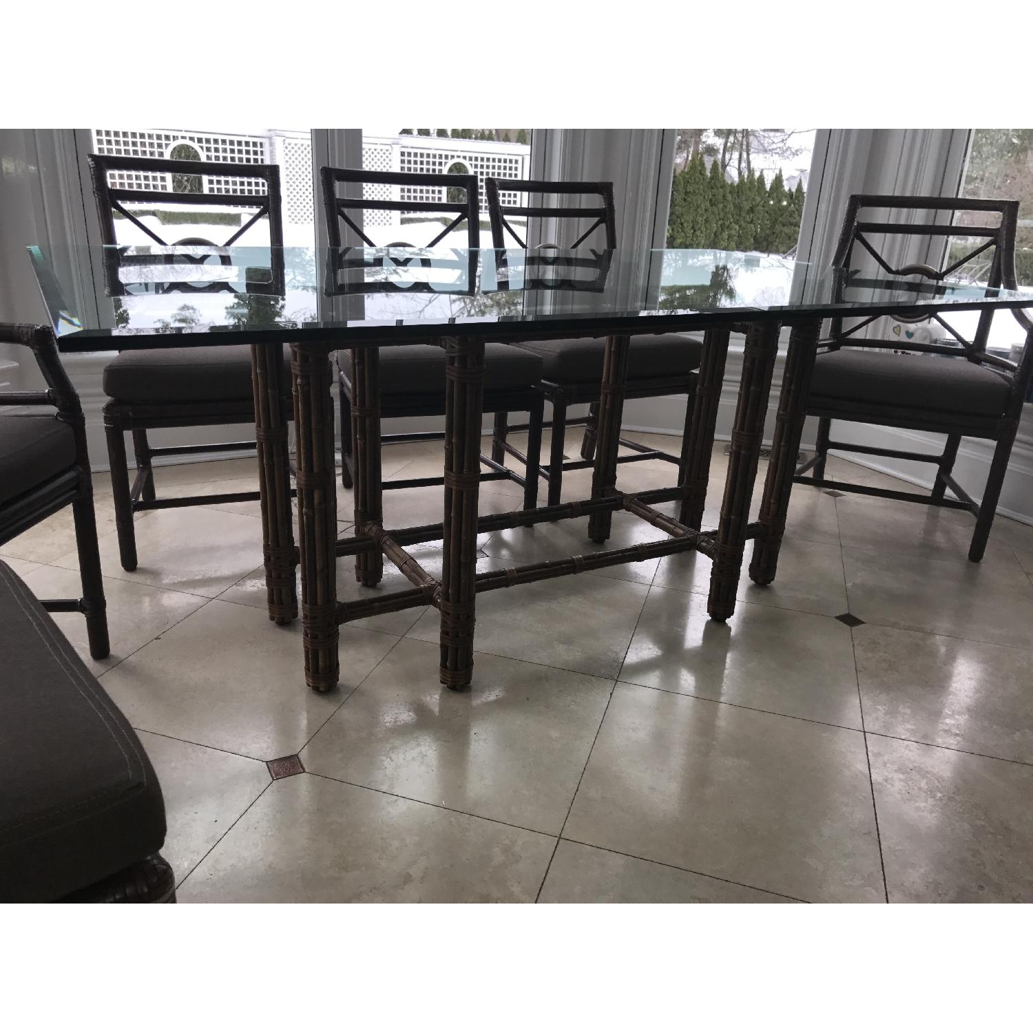 McGuire Bamboo Dining Table w/ 8 Chairs + 4 Bar Stools - image-1