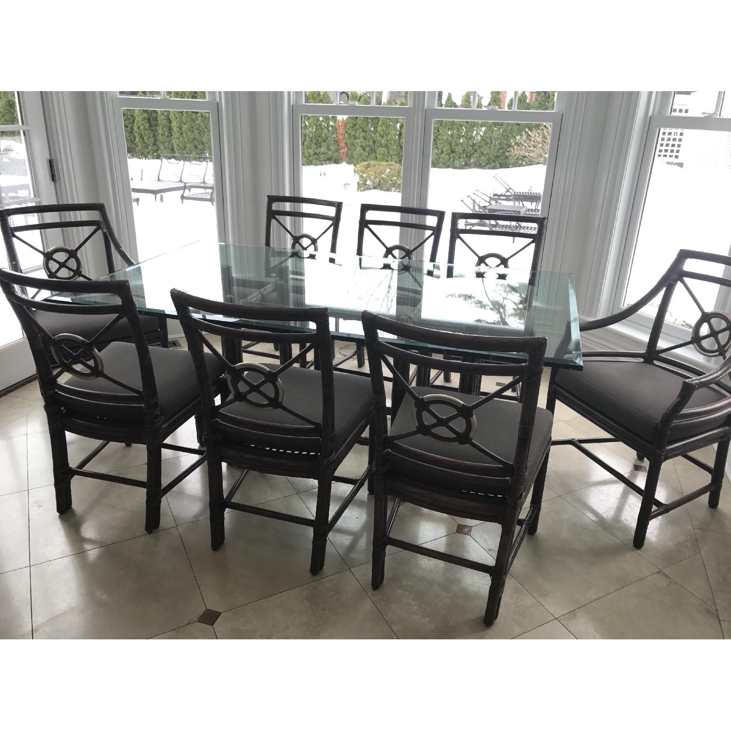 McGuire Bamboo Dining Table w/ 8 Chairs + 4 Bar Stools - image-2