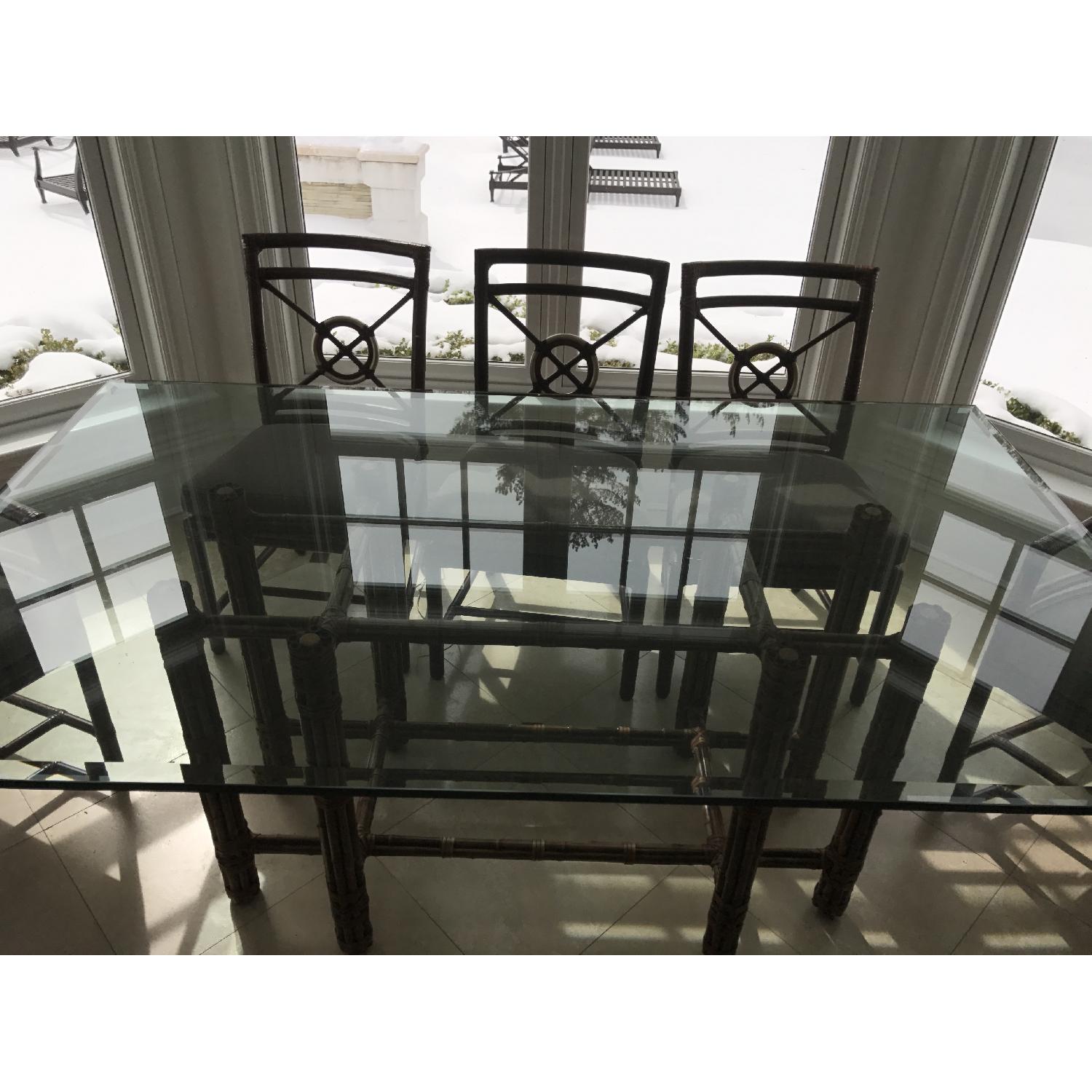McGuire Bamboo Dining Table w/ 8 Chairs + 4 Bar Stools - image-3