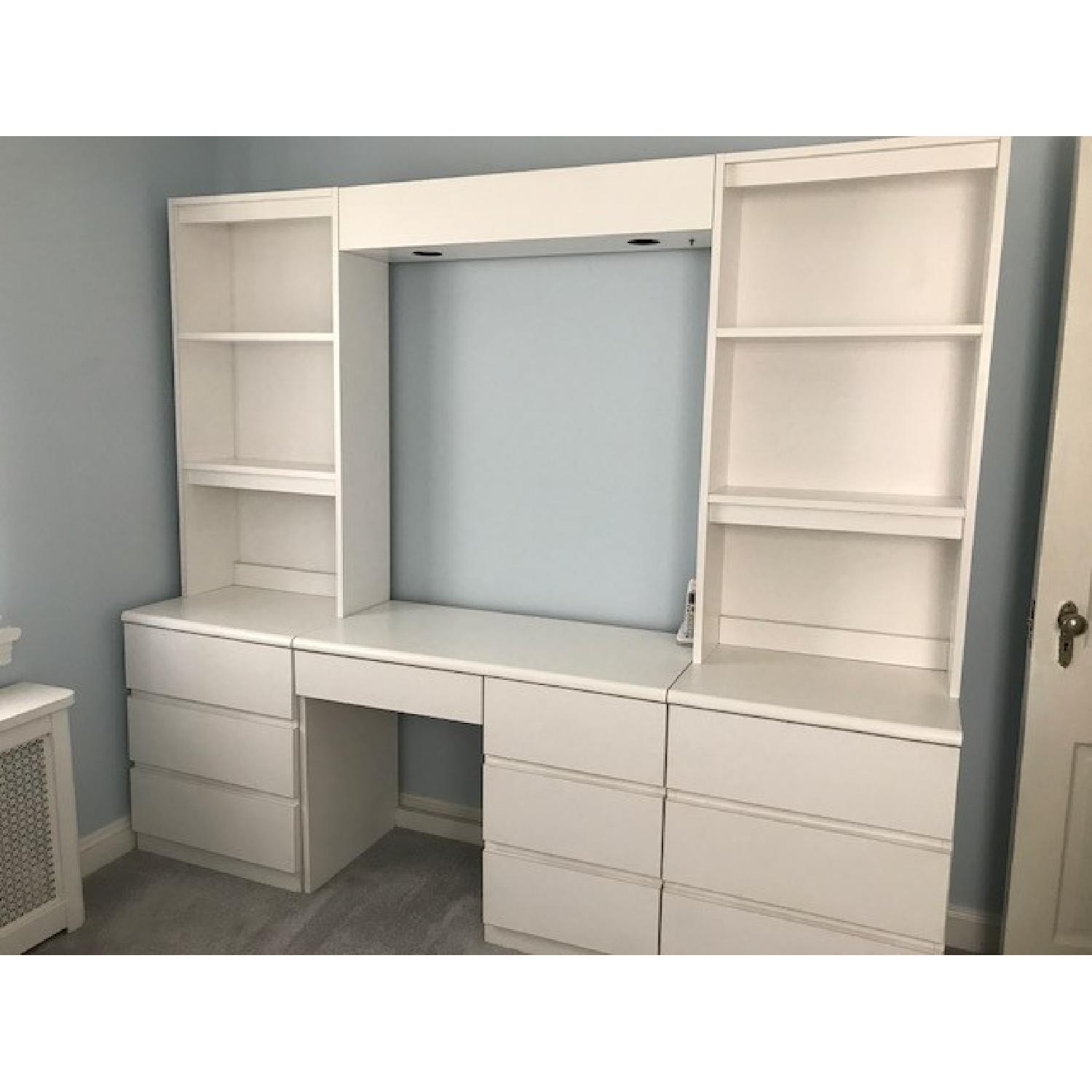 Rooms Plus Formica 2 Desk w/ Hutch & Raised Light Box - image-1