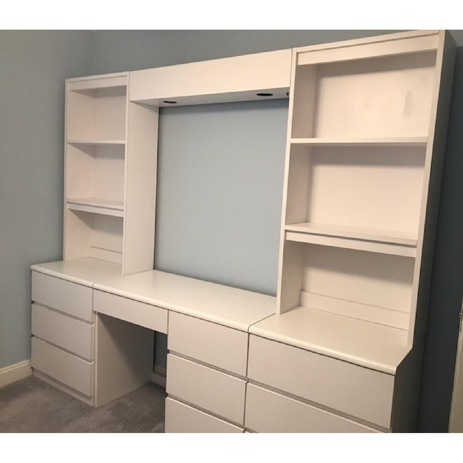 Rooms Plus Formica 2 Desk w/ Hutch & Raised Light Box - image-3