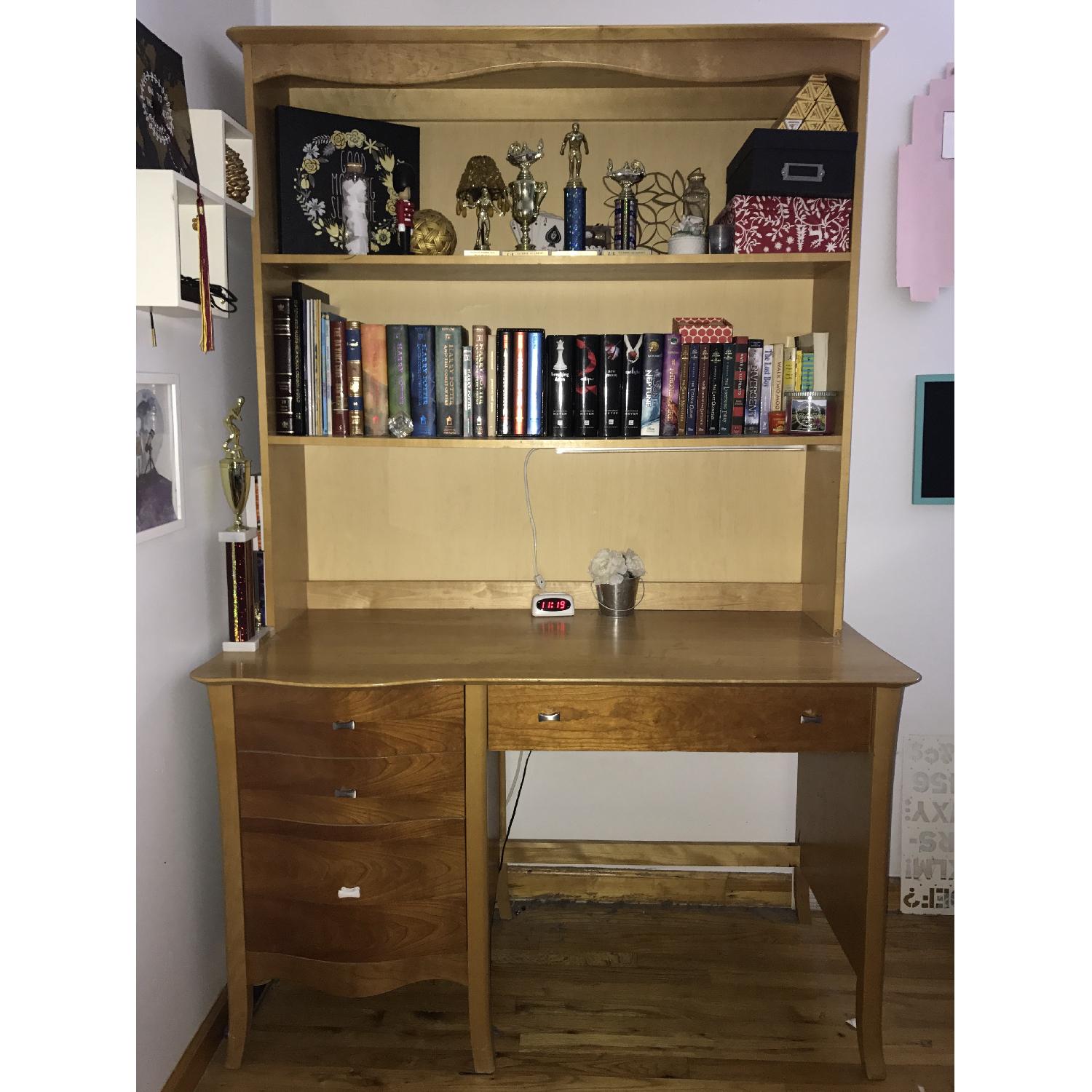 Wooden Desk w/ Built-In Shelf - image-1
