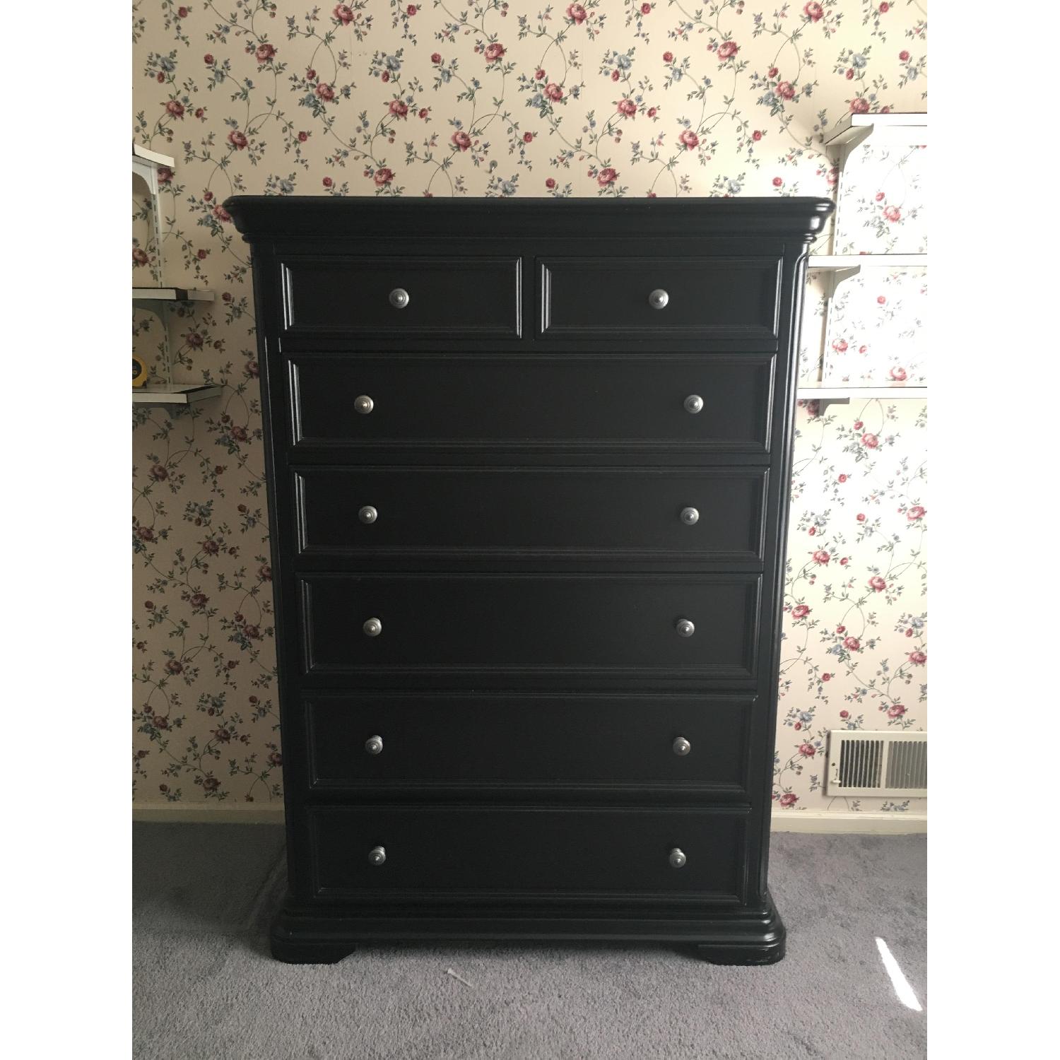 Raymour & Flanigan 7 Drawer Black Chest - image-1