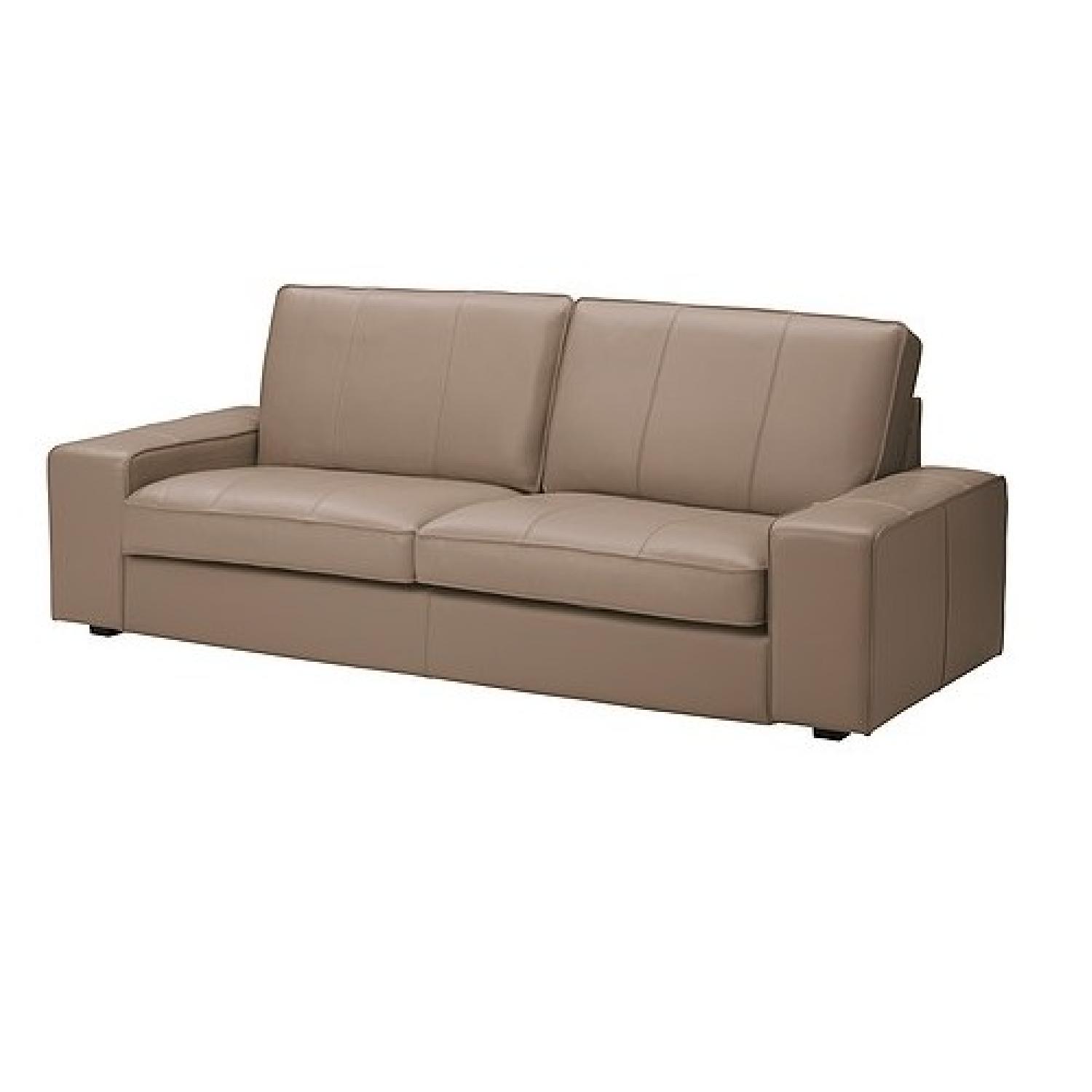 Ikea Kivik Leather Sofa in Grann Bomstad Beige AptDeco