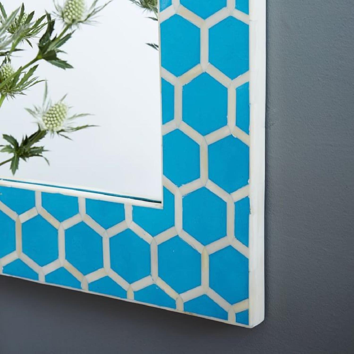 West Elm Bone Inlaid Turquoise Wall Mirror - image-1
