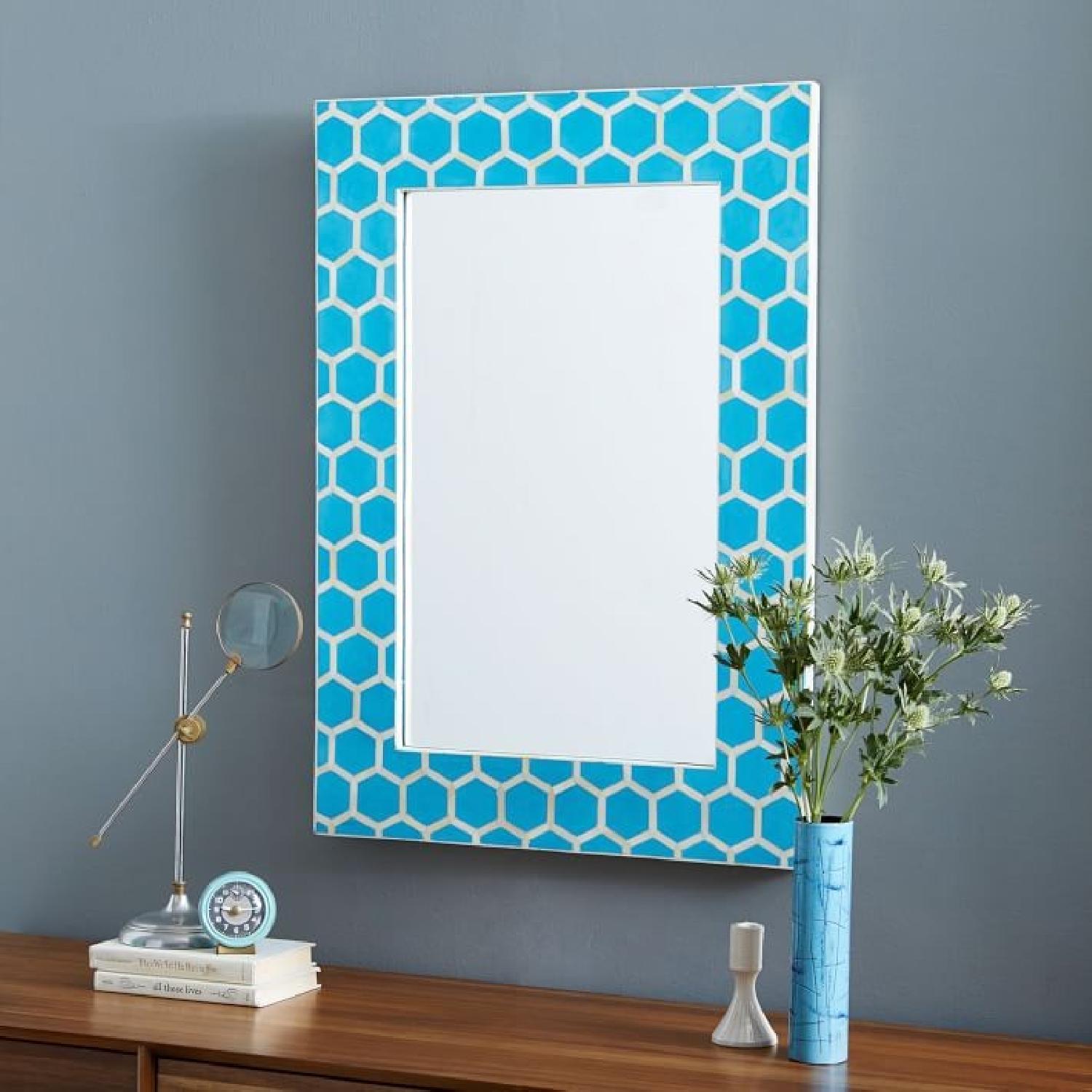 West Elm Bone Inlaid Turquoise Wall Mirror - image-2