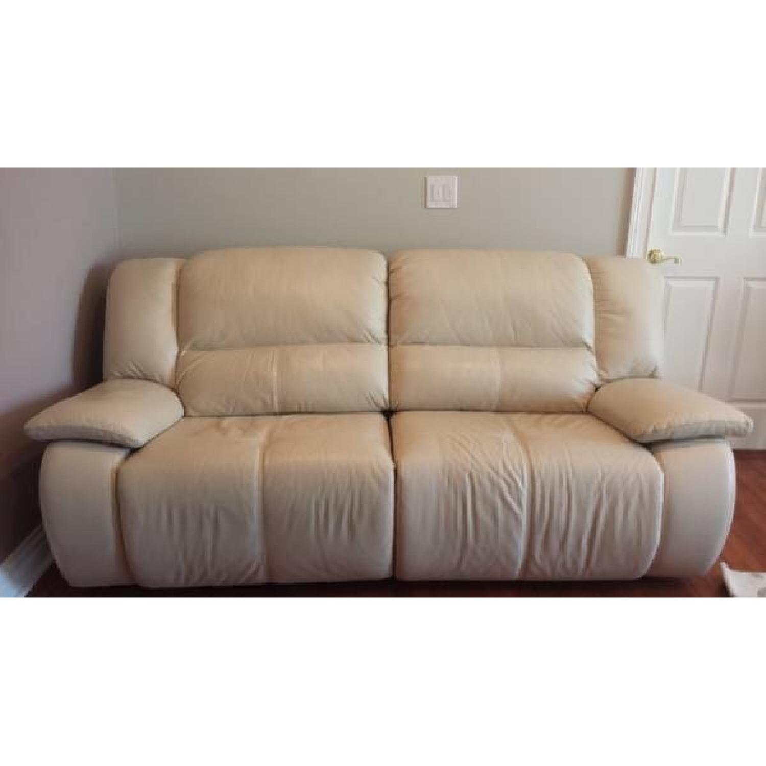 Macy's Off White Power Recliner Sofa - image-1