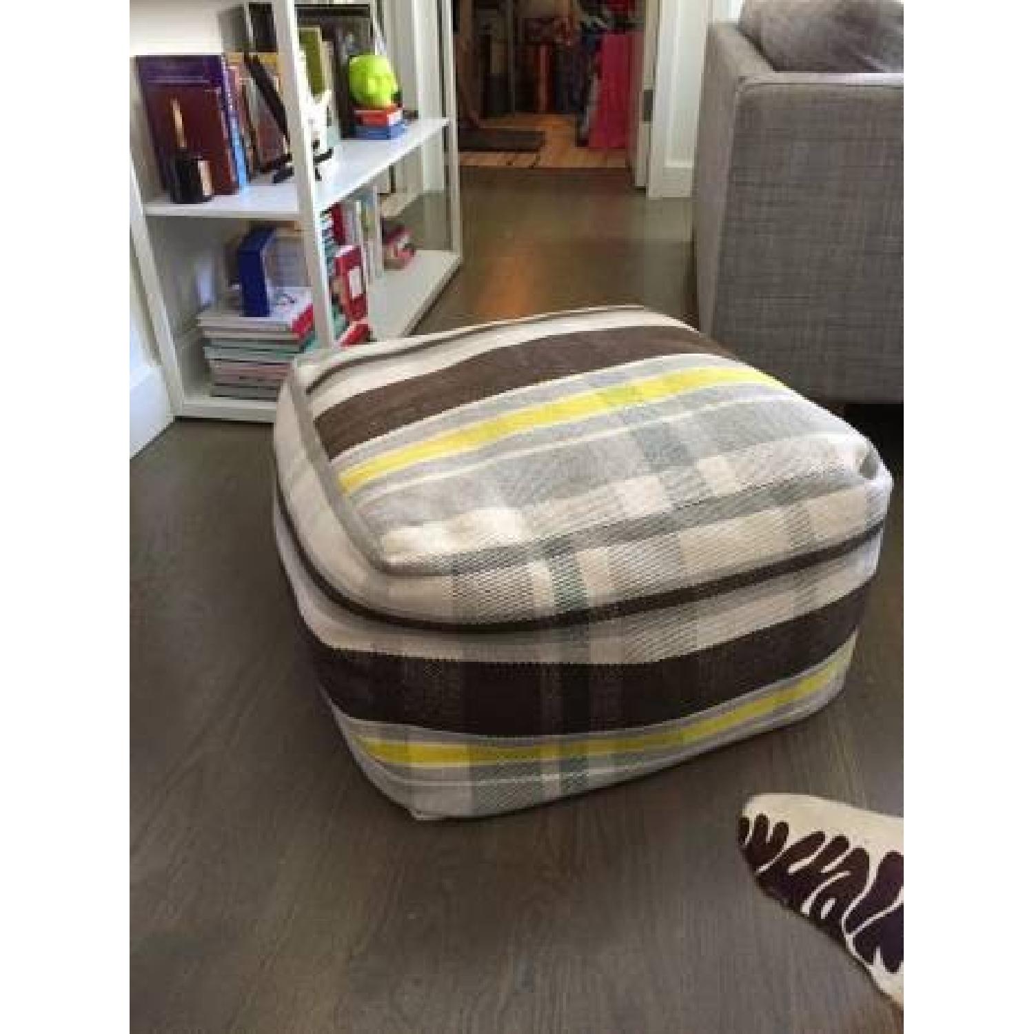 CB2 Lamu Plaid Pouf - image-1