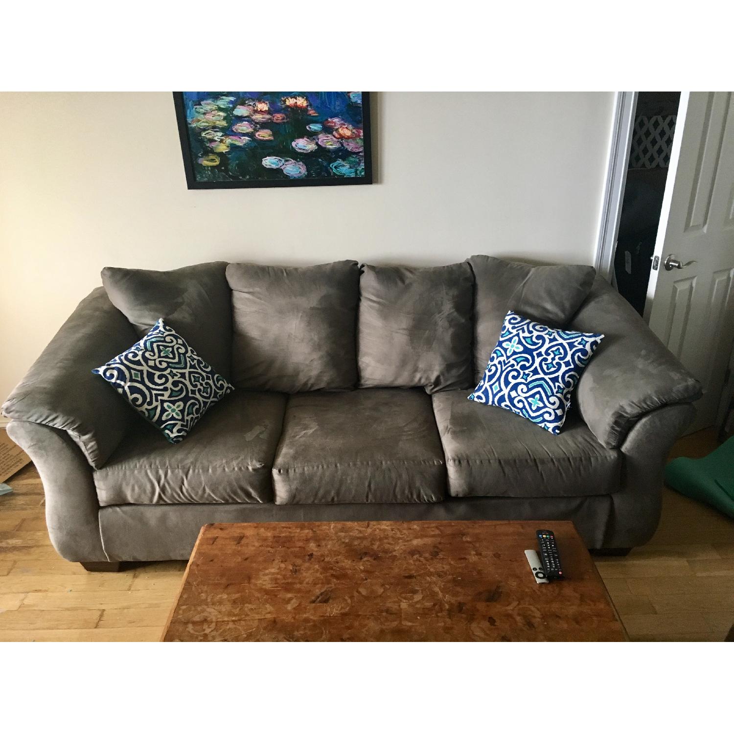 Victors Villa Furniture Grey Microfiber Sofa - image-1