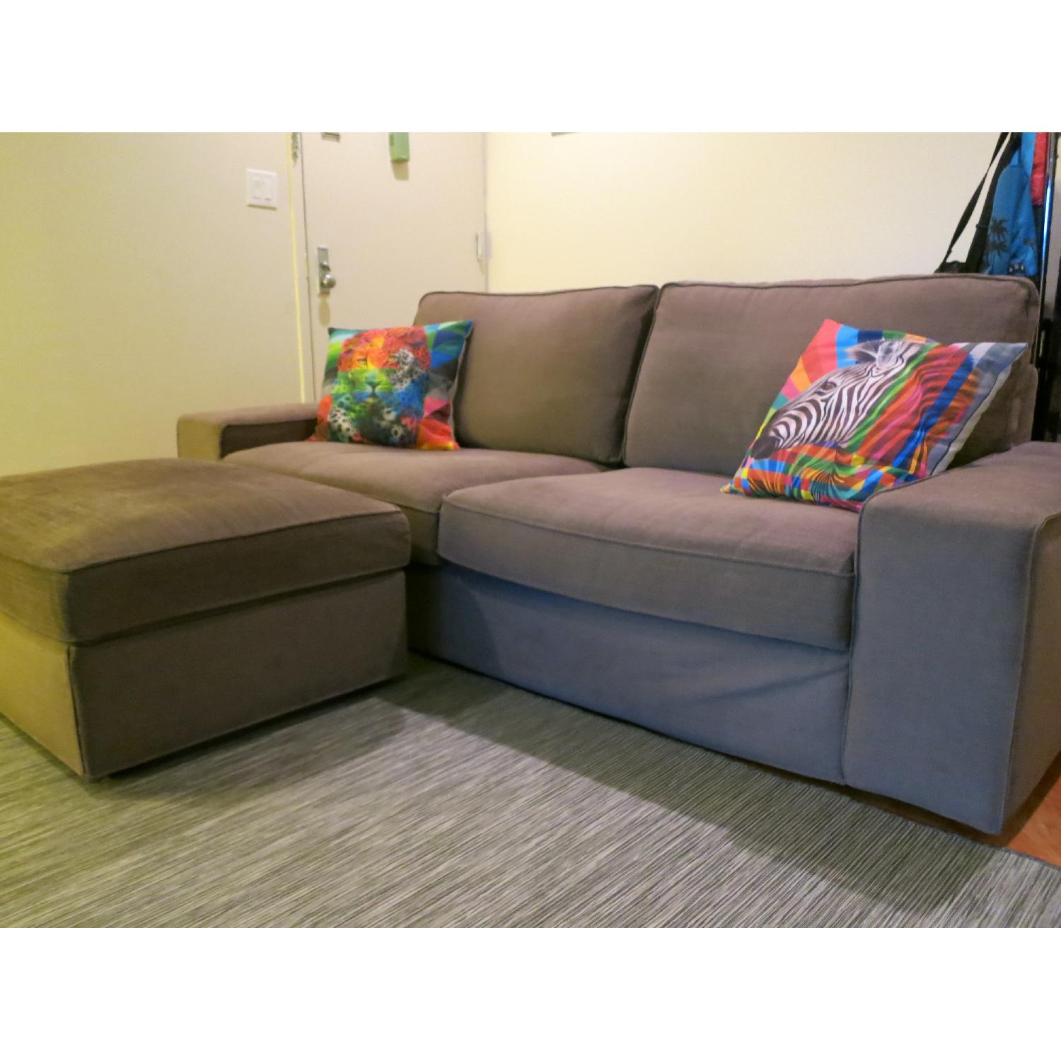 Ikea Kivik 2-Seater Couch & Ottoman w/ Storage in Grey Brown - image-2