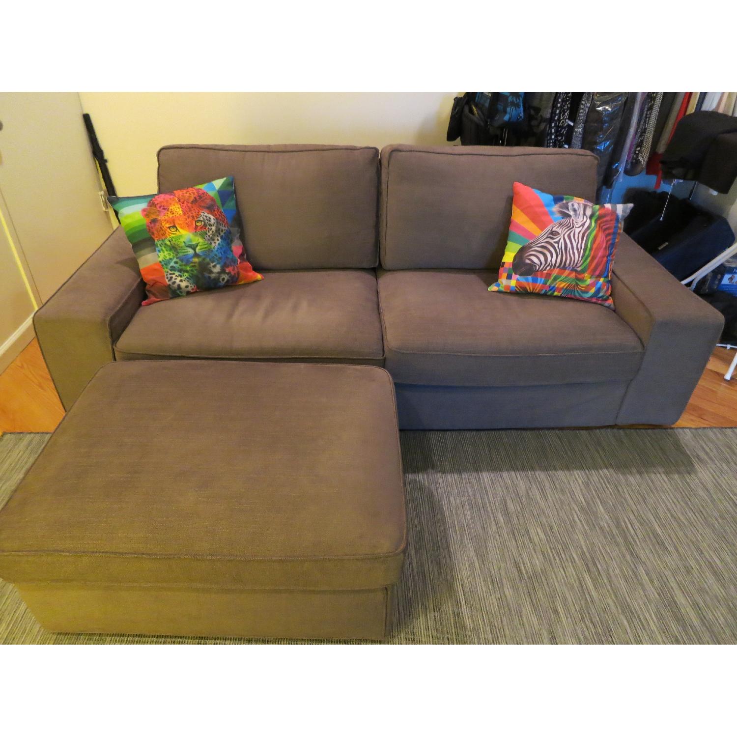 Ikea Kivik 2-Seater Couch & Ottoman w/ Storage in Grey Brown - image-3