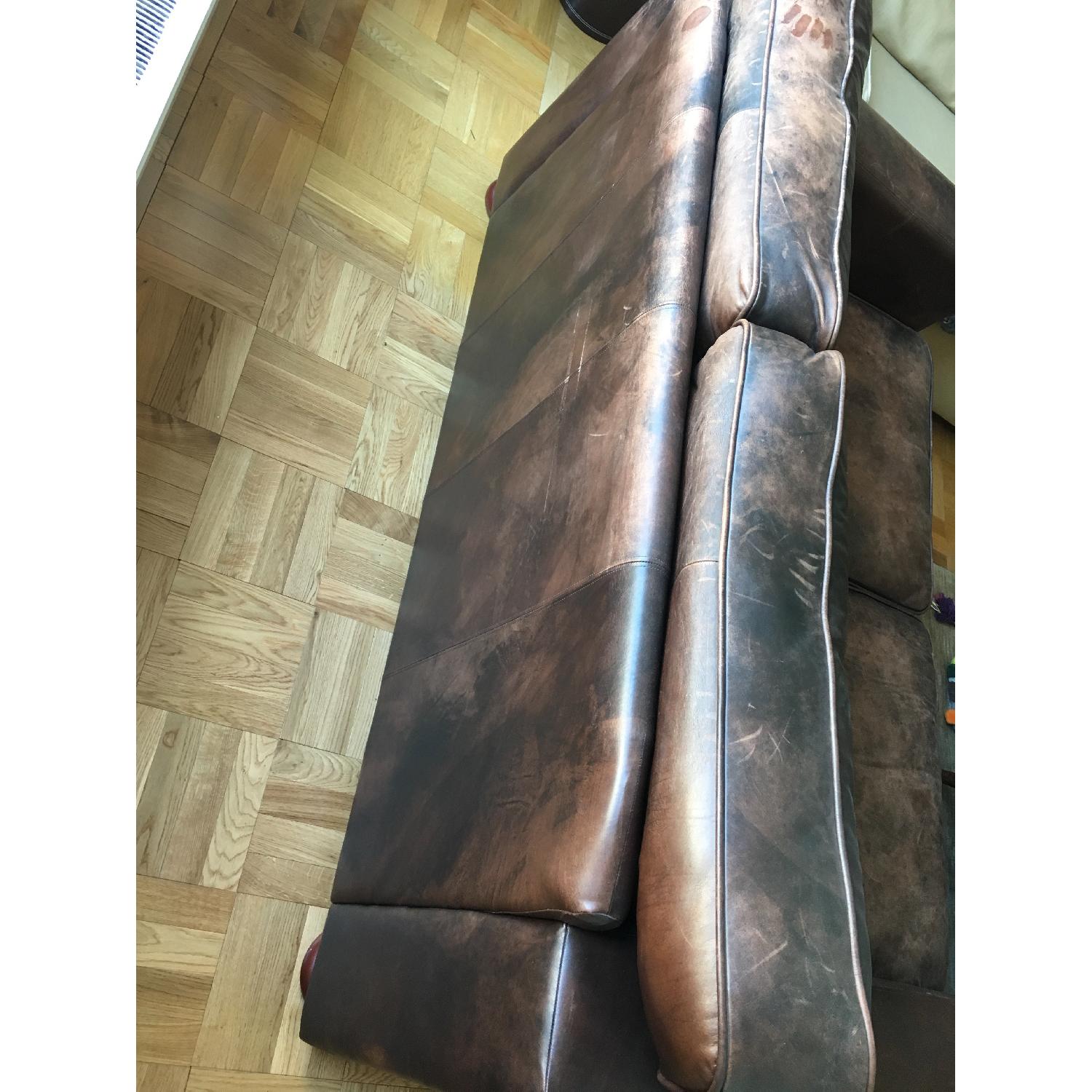 Chocolate Brown Leather Sofa - image-4