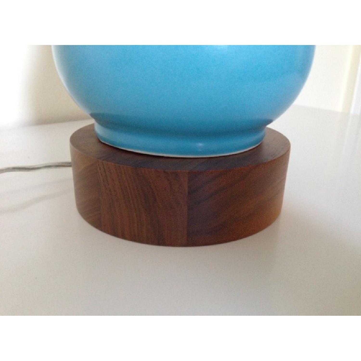 Room & Board Blue Ceramic & Walnut Lamp - image-5
