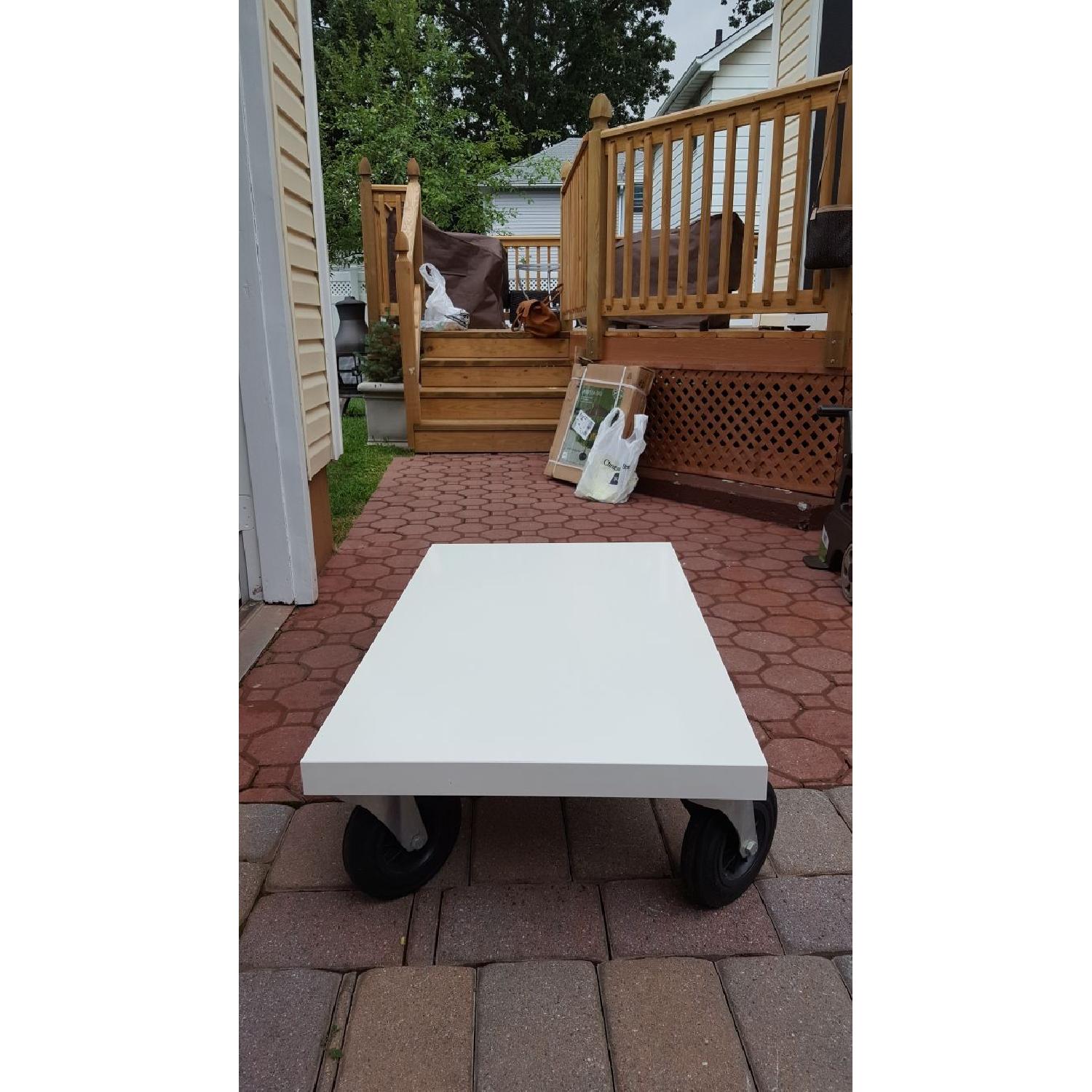 BoConcept White Coffee Table on Wheels - image-5
