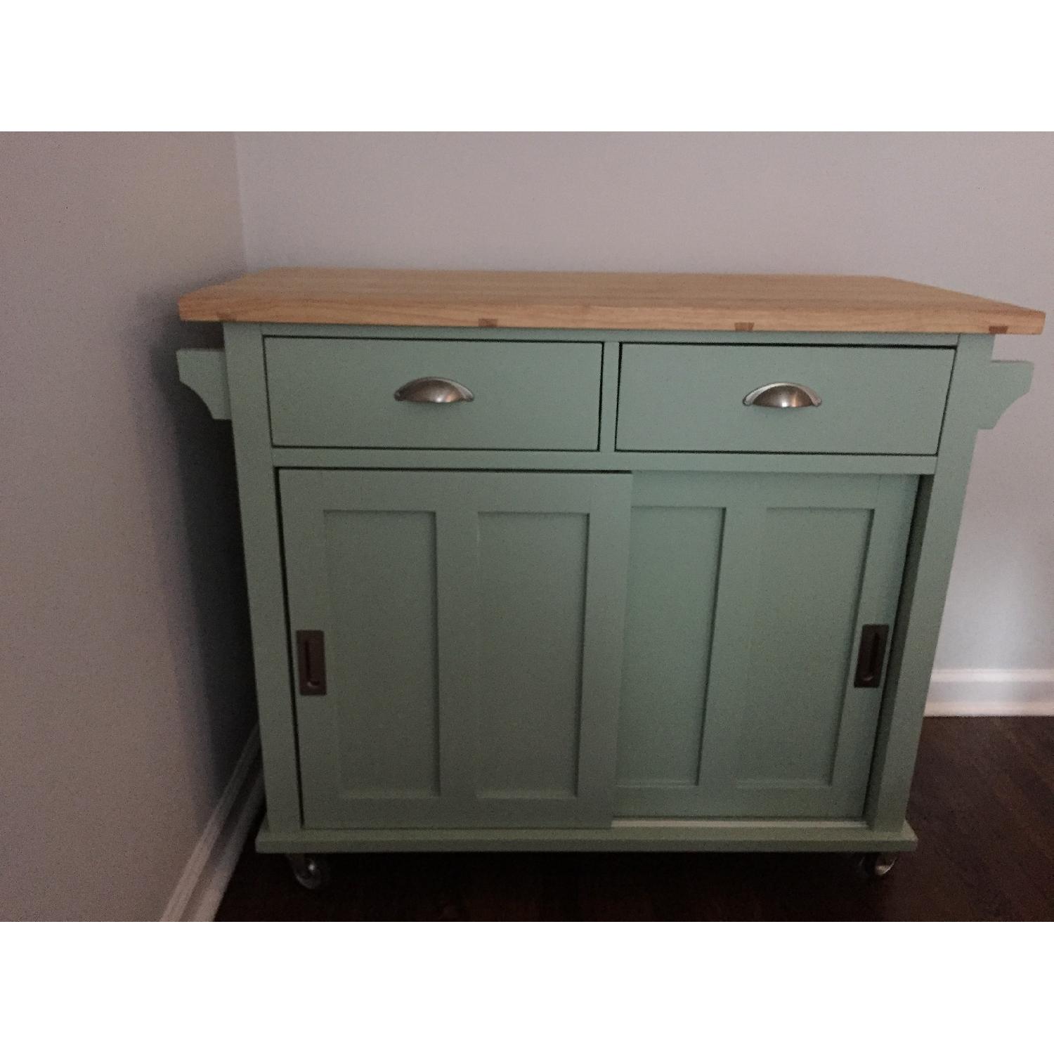 Crate & Barrel Mint Belmont Kitchen Island - image-1