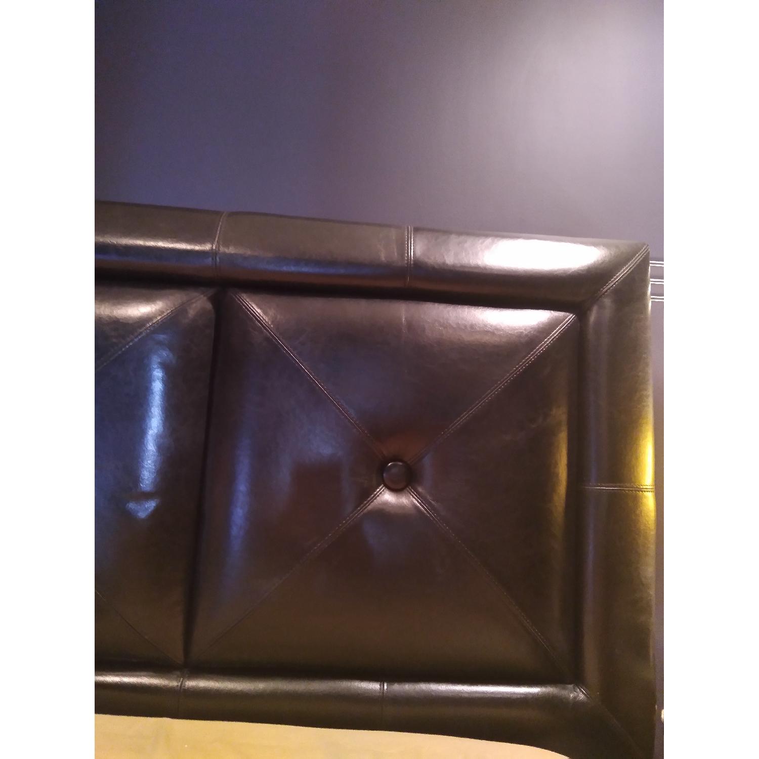Italian Queen Size Black Leather Headboard - image-2