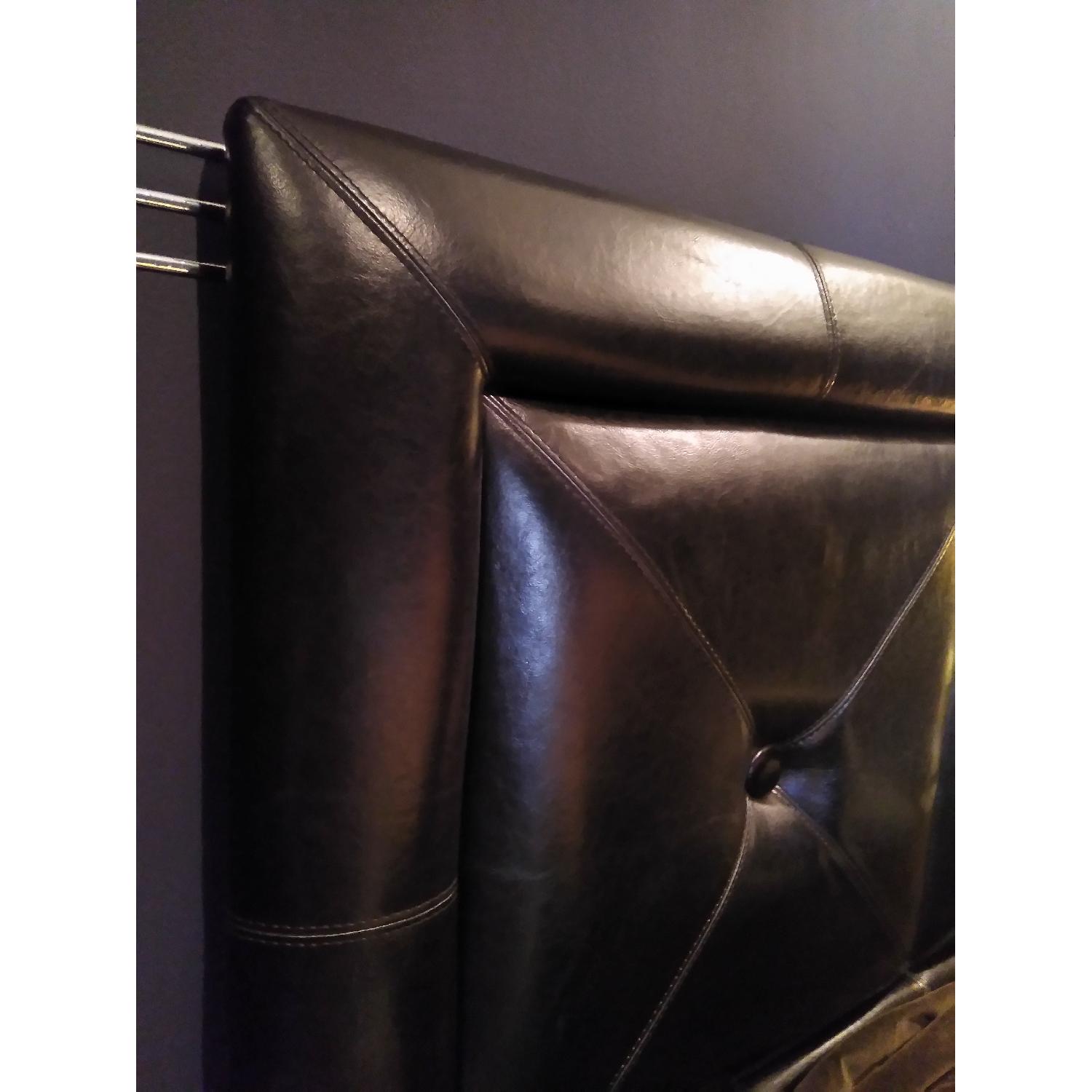 Italian Queen Size Black Leather Headboard - image-3