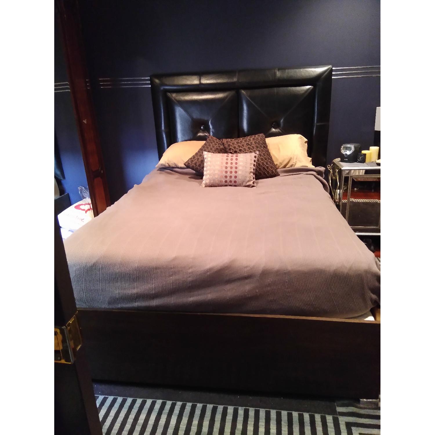 Italian Queen Size Black Leather Headboard - image-5