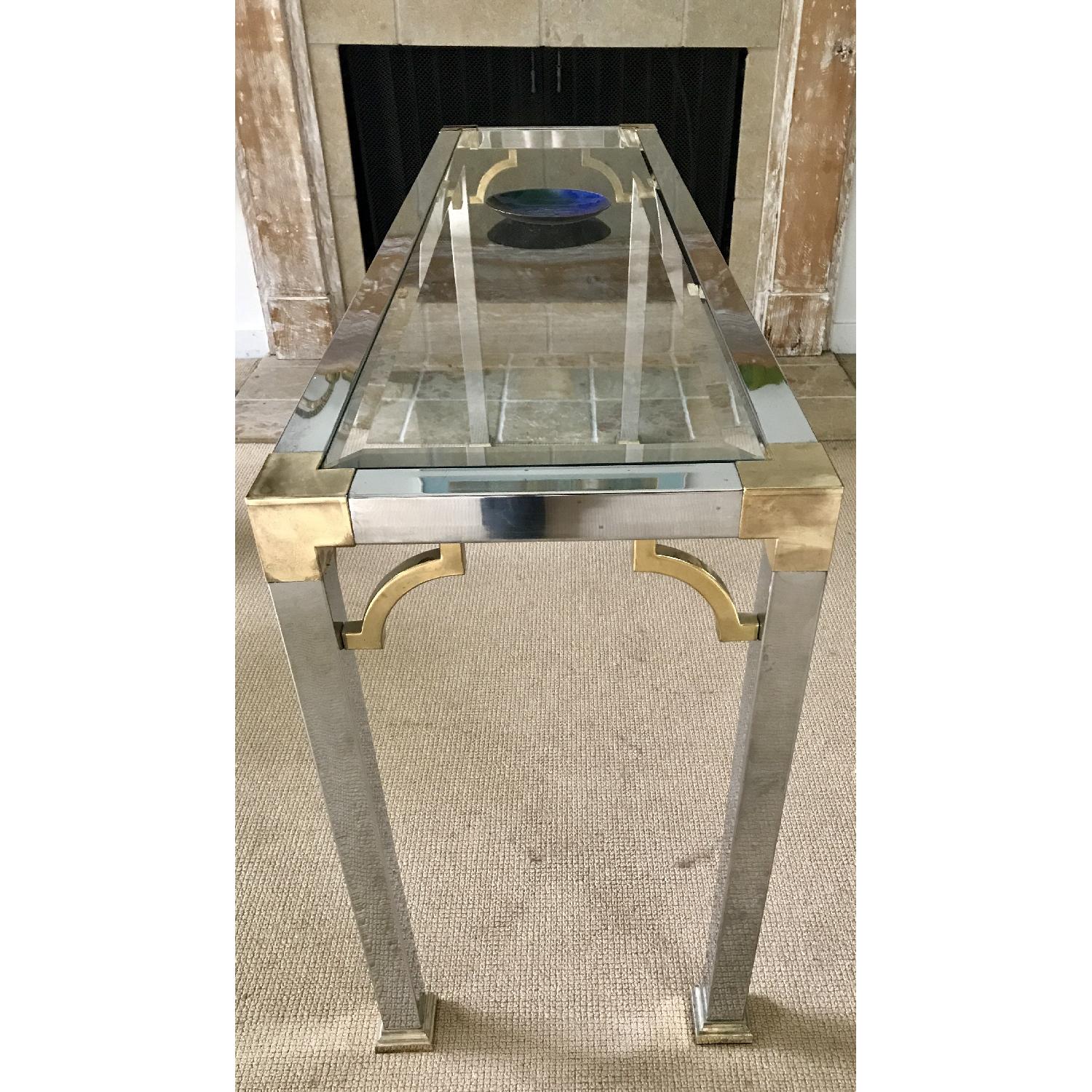 Maison Jansen Furniture Mid Century Chrome & Glass Console Table - image-4