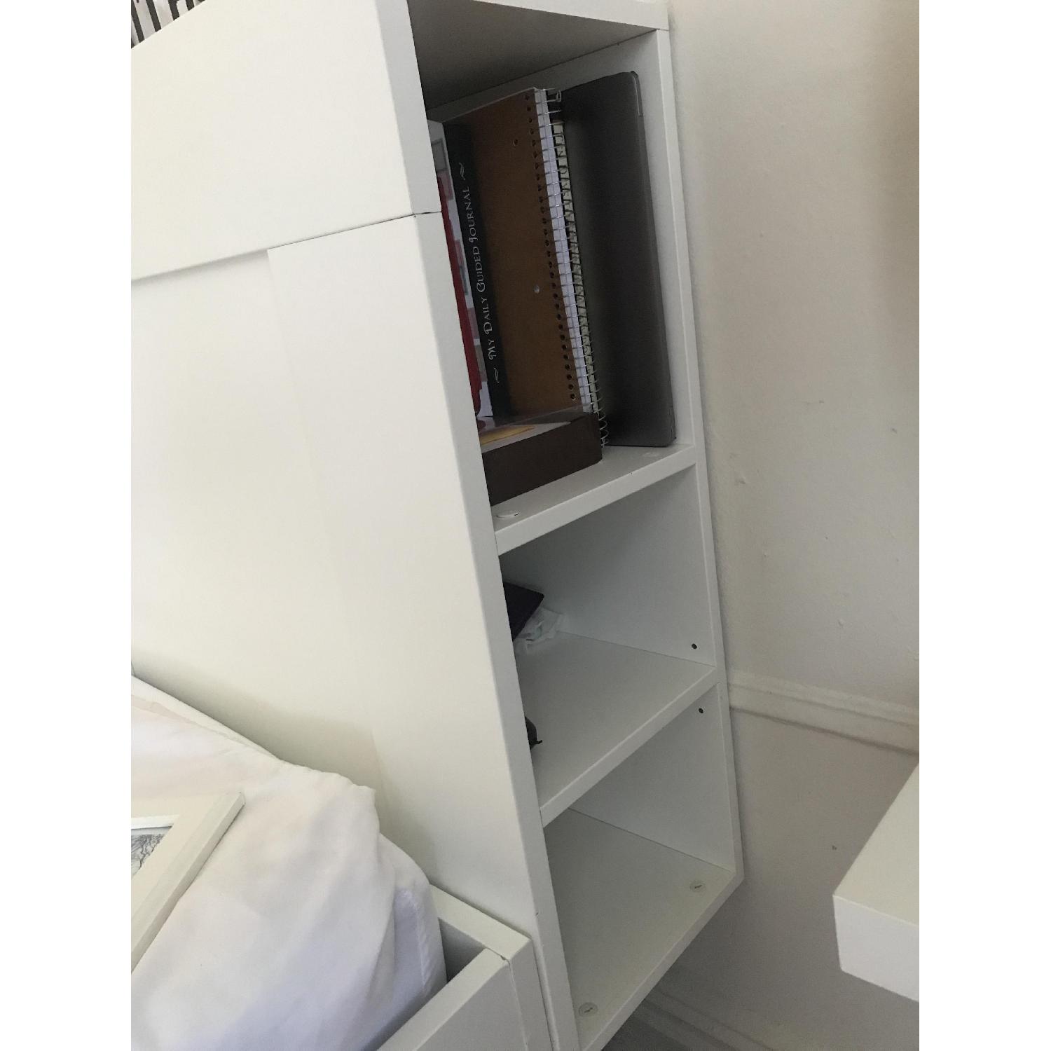 Ikea Brimnes White Storage Bed Frame & Headboard Storage w/ Lury - image-4