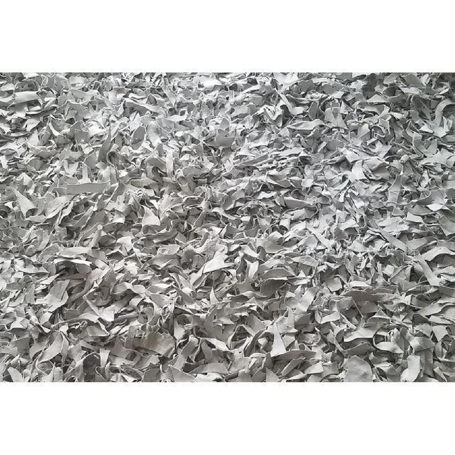 Round White Hand-Tied Leather Rug - image-2