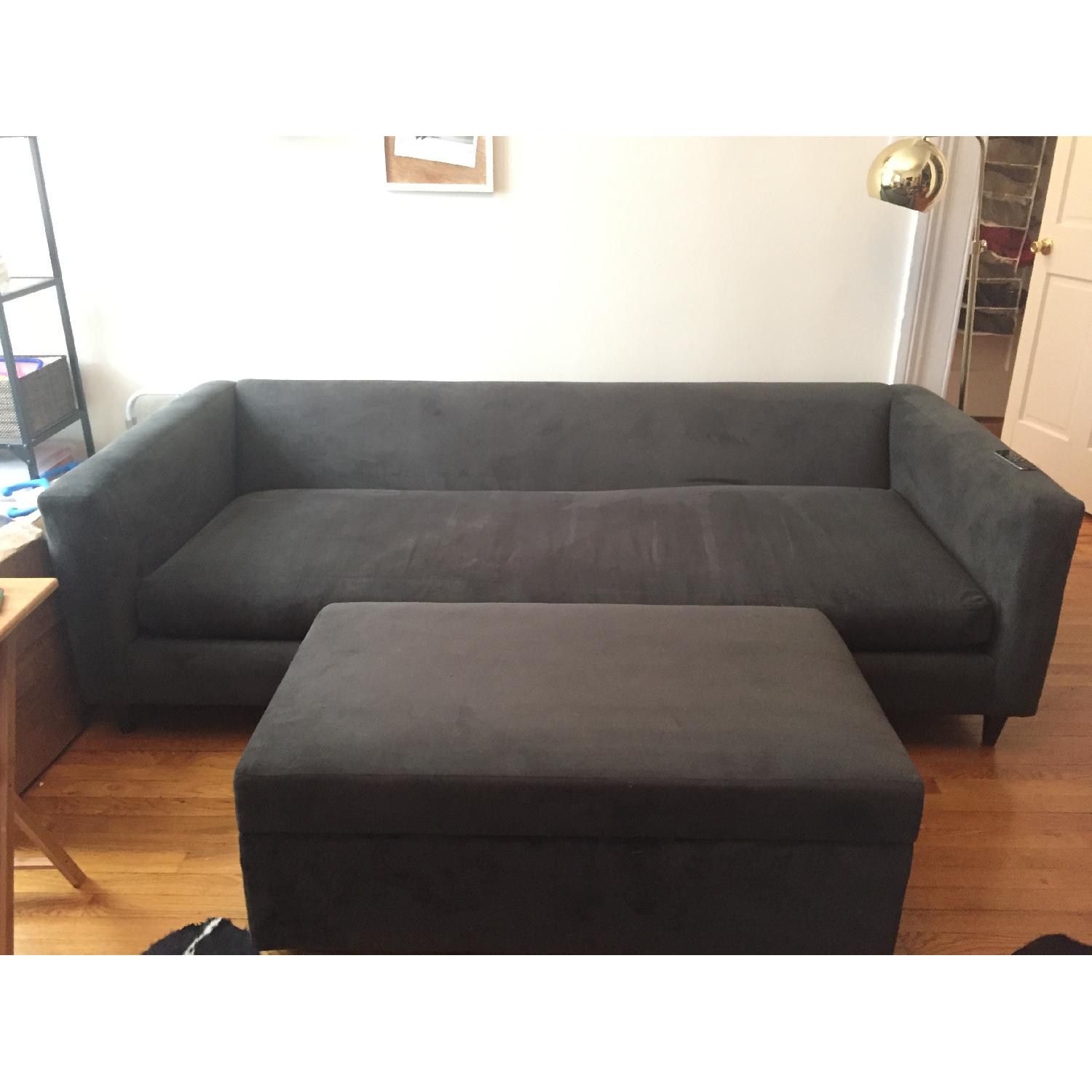 CB2 Movie Sofa & Ottoman in Smoke Fabric - image-3