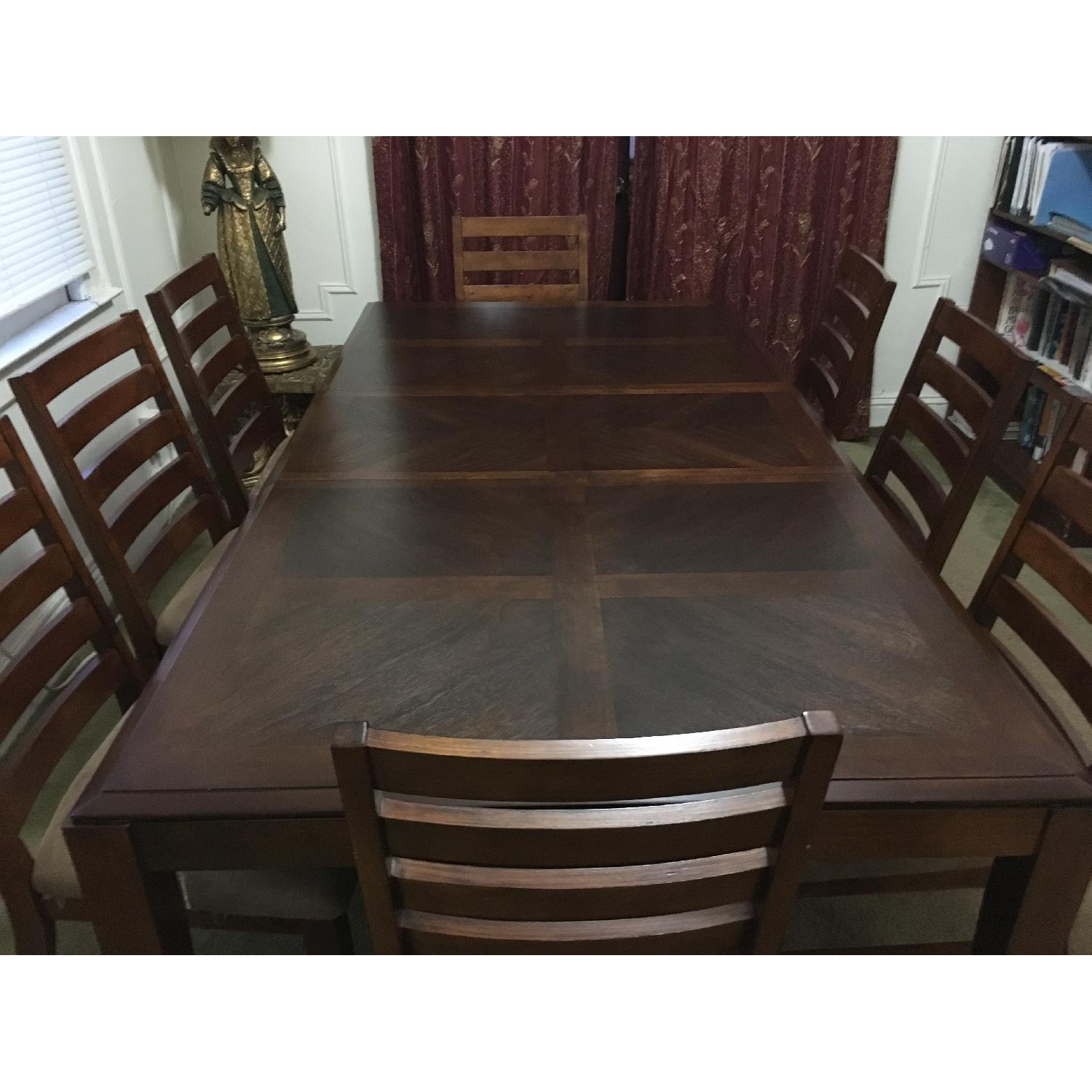 Walnut Finish Dining Table w/ 8 Chairs - image-5