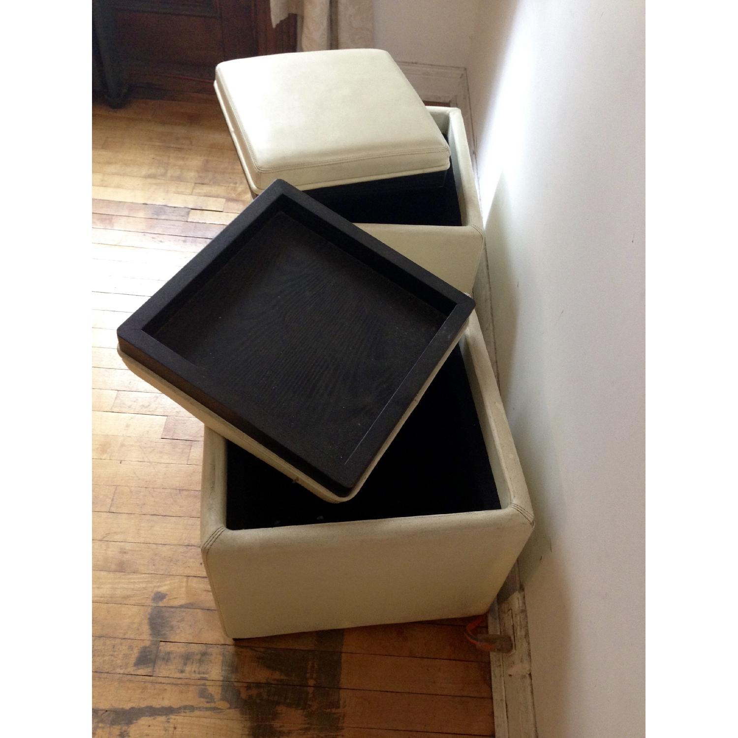 White Leather Storage Ottoman - image-4