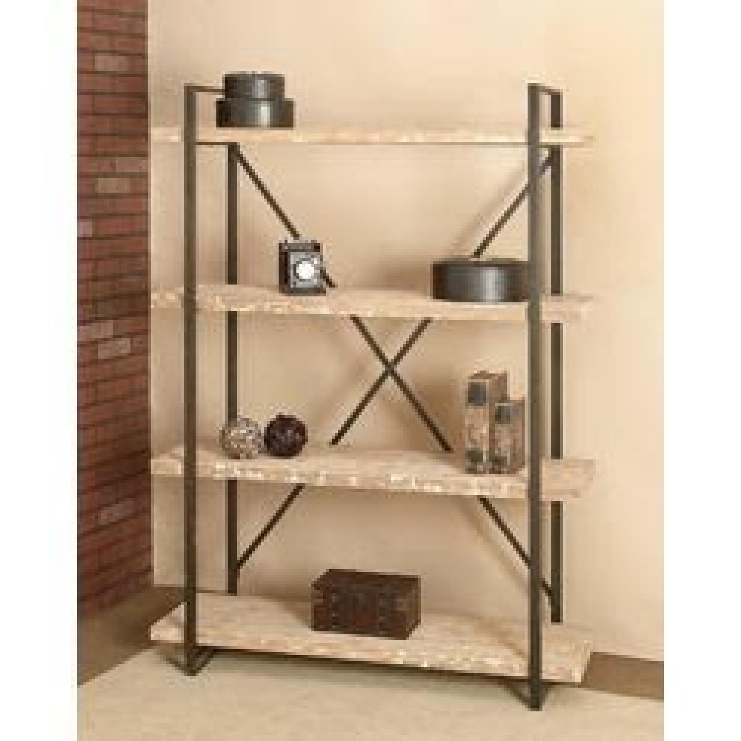 Woodland Imports Classic Grey & Metal Bookcase - image-1